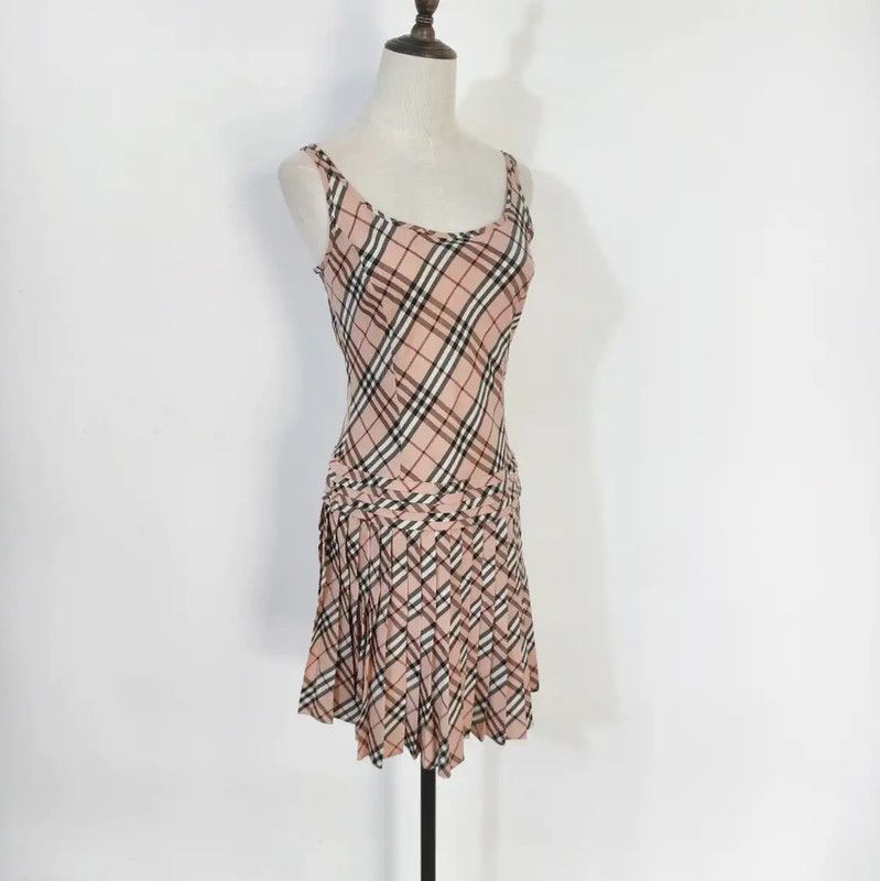 Burberry Burberry Pink Cotton Blend Plaid Dress Size M / US 6-8 / IT 42-44 - 3 Thumbnail
