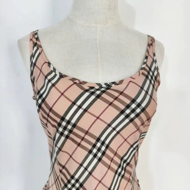 Burberry Burberry Pink Cotton Blend Plaid Dress Size M / US 6-8 / IT 42-44 - 2 Thumbnail