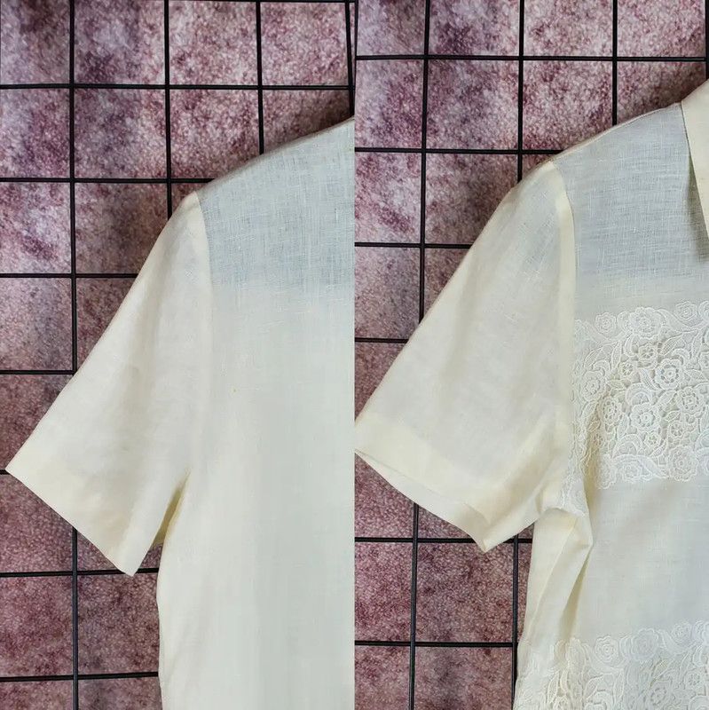 Burberry Burberry Summer Beige Lace Embroidered Short Sleeve Shirt Size M / US 6-8 / IT 42-44 - 6 Thumbnail