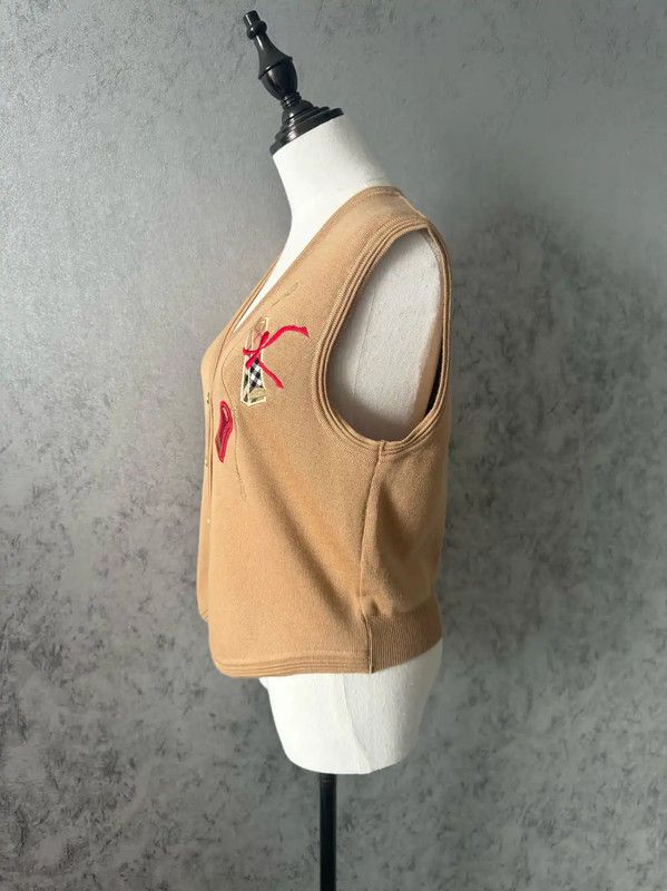 Burberry Burberry Khaki Wool Sleeveless Cardigan for Women Size M / US 6-8 / IT 42-44 - 6 Thumbnail