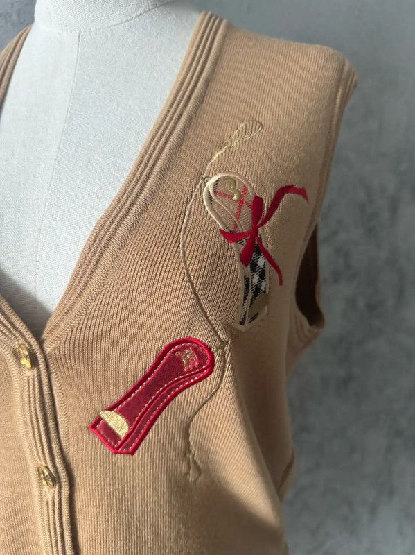 Burberry Burberry Khaki Wool Sleeveless Cardigan for Women Size M / US 6-8 / IT 42-44 - 4 Thumbnail