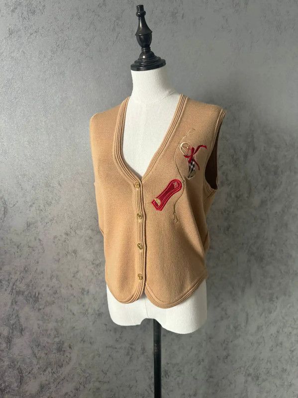 Burberry Burberry Khaki Wool Sleeveless Cardigan for Women Size M / US 6-8 / IT 42-44 - 2 Thumbnail