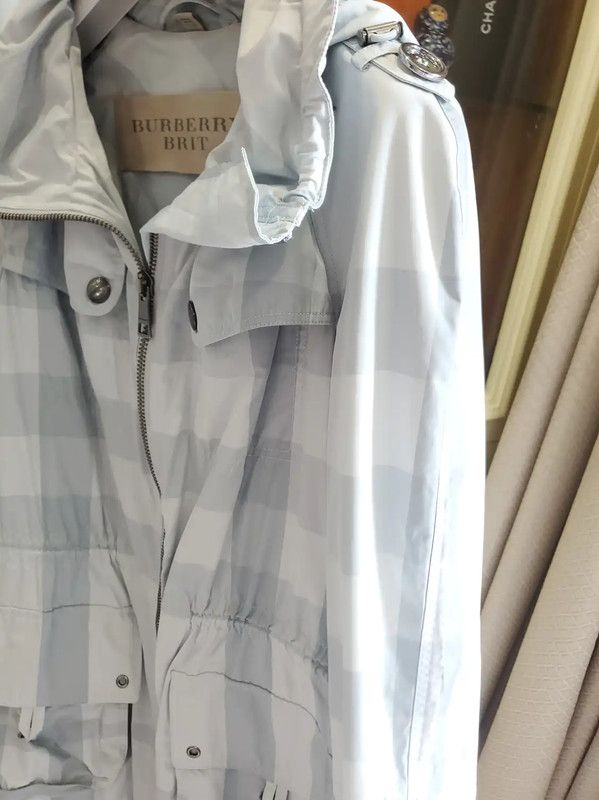 Burberry Burberry Light Blue Checkered Mid-Length Trench Coat Size S / US 4 / IT 40 - 3 Thumbnail