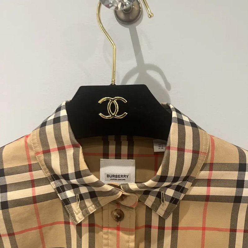 Burberry Burberry Khaki Cotton Blend Long Sleeve Shirt Size S / US 4 / IT 40 - 4 Thumbnail
