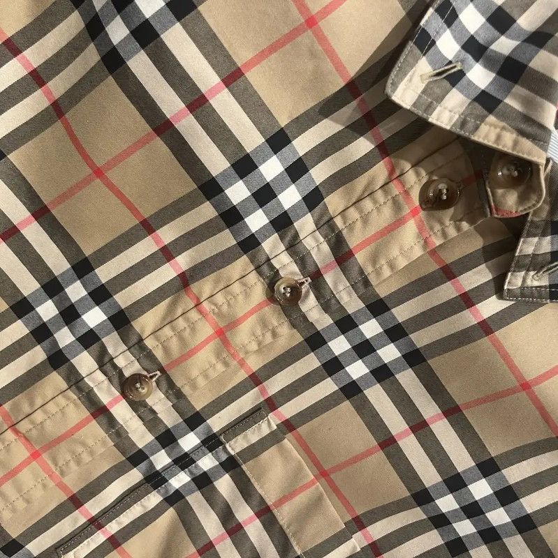 Burberry Burberry Khaki Cotton Blend Long Sleeve Shirt Size S / US 4 / IT 40 - 8 Thumbnail
