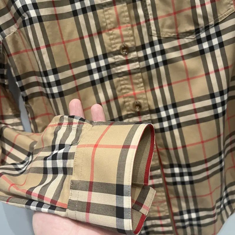 Burberry Burberry Khaki Cotton Blend Long Sleeve Shirt Size S / US 4 / IT 40 - 6 Thumbnail