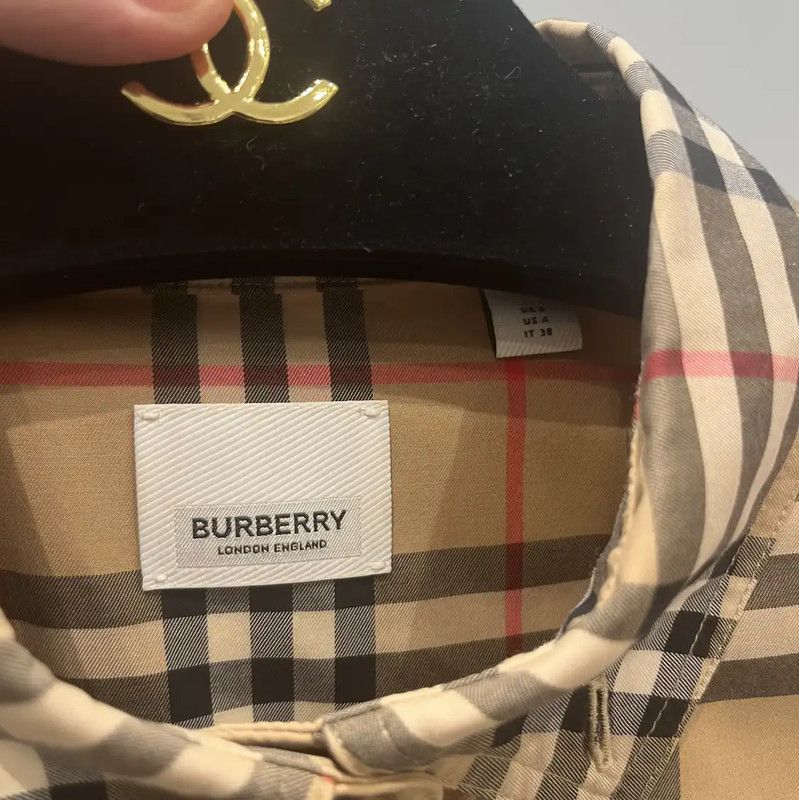 Burberry Burberry Khaki Cotton Blend Long Sleeve Shirt Size S / US 4 / IT 40 - 7 Thumbnail