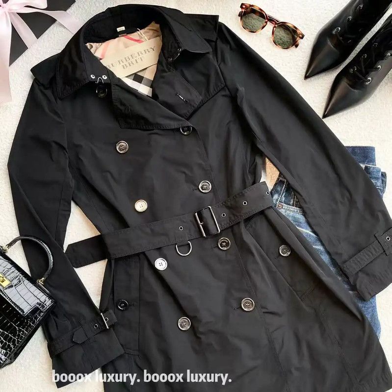 Burberry Burberry Black Polyester Women's Trench Coat Size ONE SIZE - 4 Thumbnail