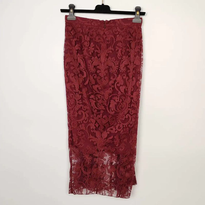 Burberry Burberry Red Polyester Midi Skirt Size 23" - 2 Thumbnail