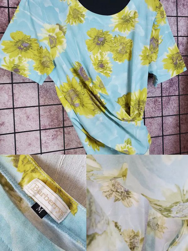 Burberry Burberry Summer Blue Floral Short Sleeve T-Shirt Size M / US 6-8 / IT 42-44 - 5 Thumbnail