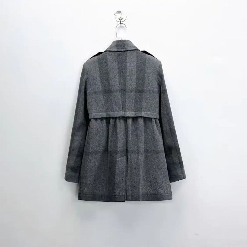 Burberry Burberry Gray Wool Check Mid-Length Coat Size S / US 4 / IT 40 - 2 Thumbnail