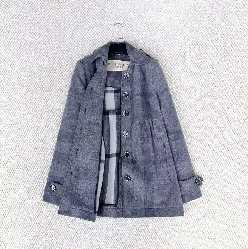 Burberry Burberry Gray Wool Check Mid-Length Coat Size S / US 4 / IT 40 - 4 Thumbnail