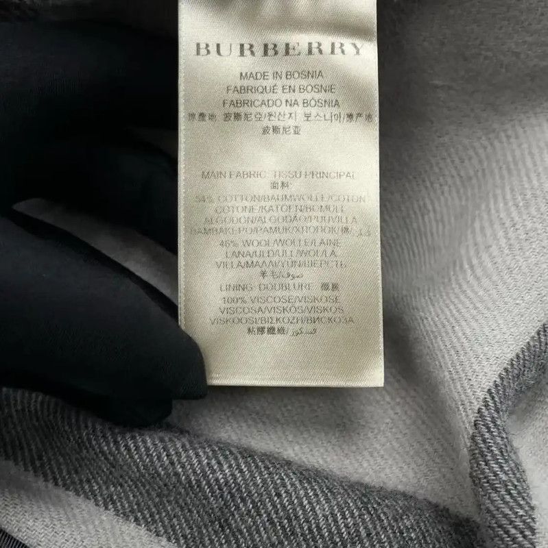 Burberry Burberry Gray Wool Check Mid-Length Coat Size S / US 4 / IT 40 - 5 Thumbnail
