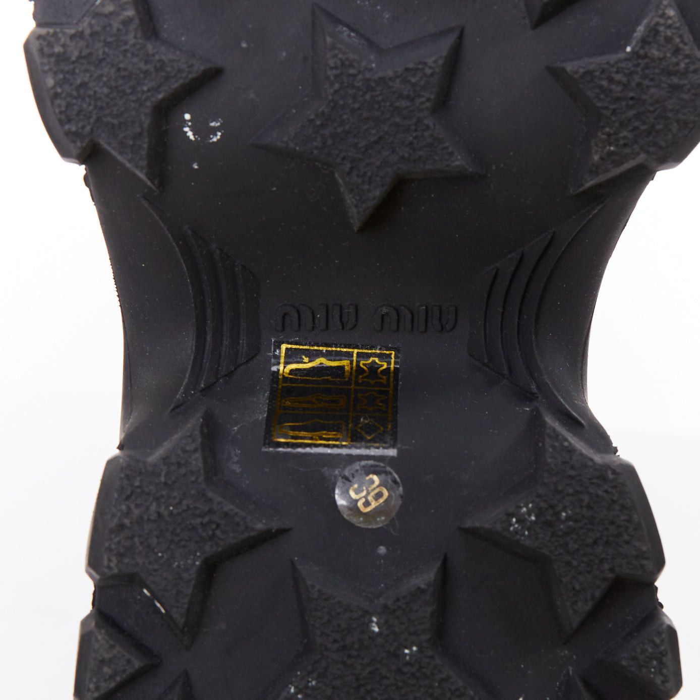Miu Miu MIU MIU Runway black leather logo lace up chunky wedge tall boots EU39 Size US 9 / IT 39 - 9 Thumbnail
