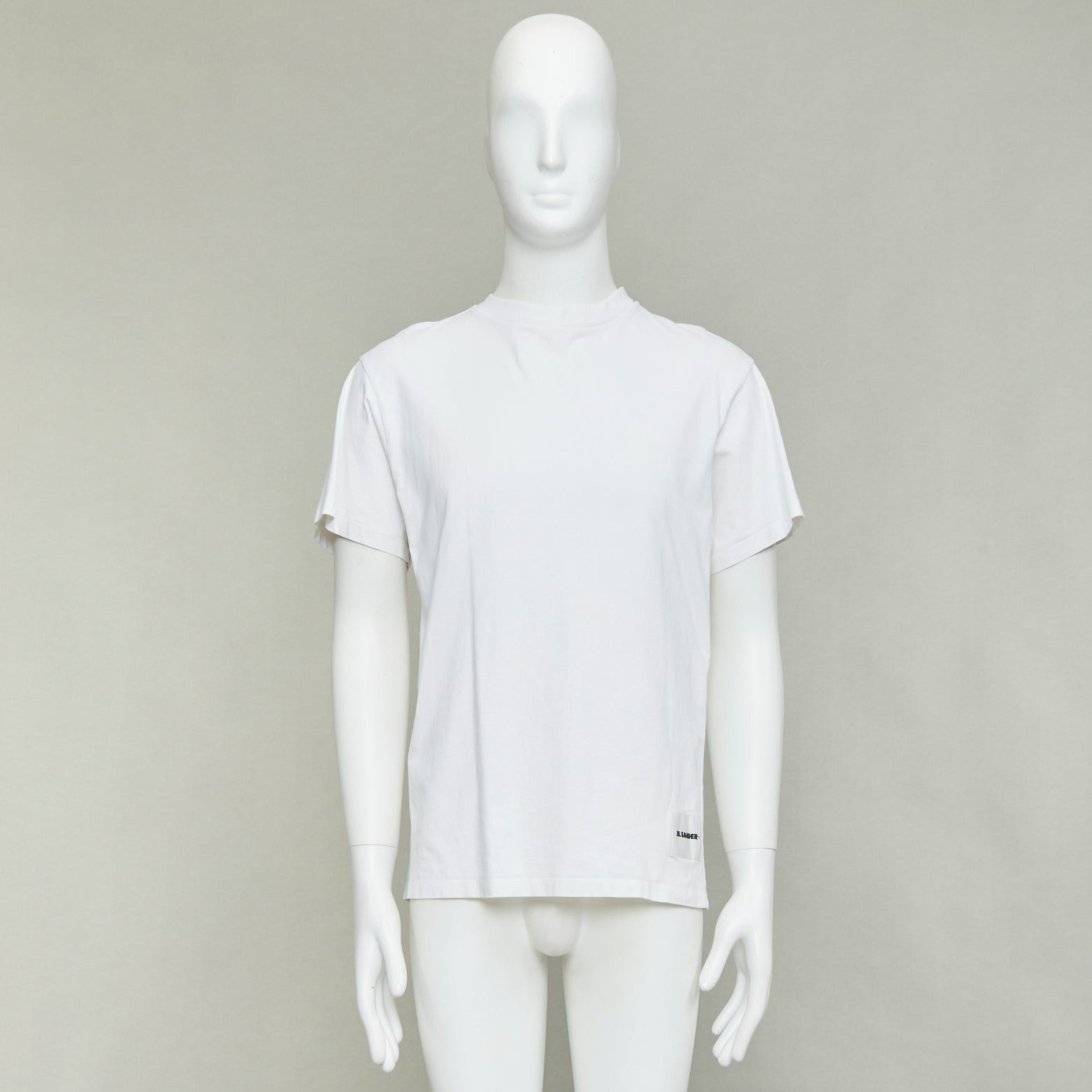 Jil Sander JIL SANDER Set of 3 white cotton black logo patch crew neck tshirt S Size US S / EU 44-46 / 1 - 10 Thumbnail