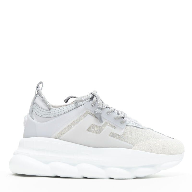 Versace VERSACE Chain Reaction Reflective Silver Crystal Rhinestone sneaker EU42 US9 Size US 9 / EU 42 - 2 Thumbnail