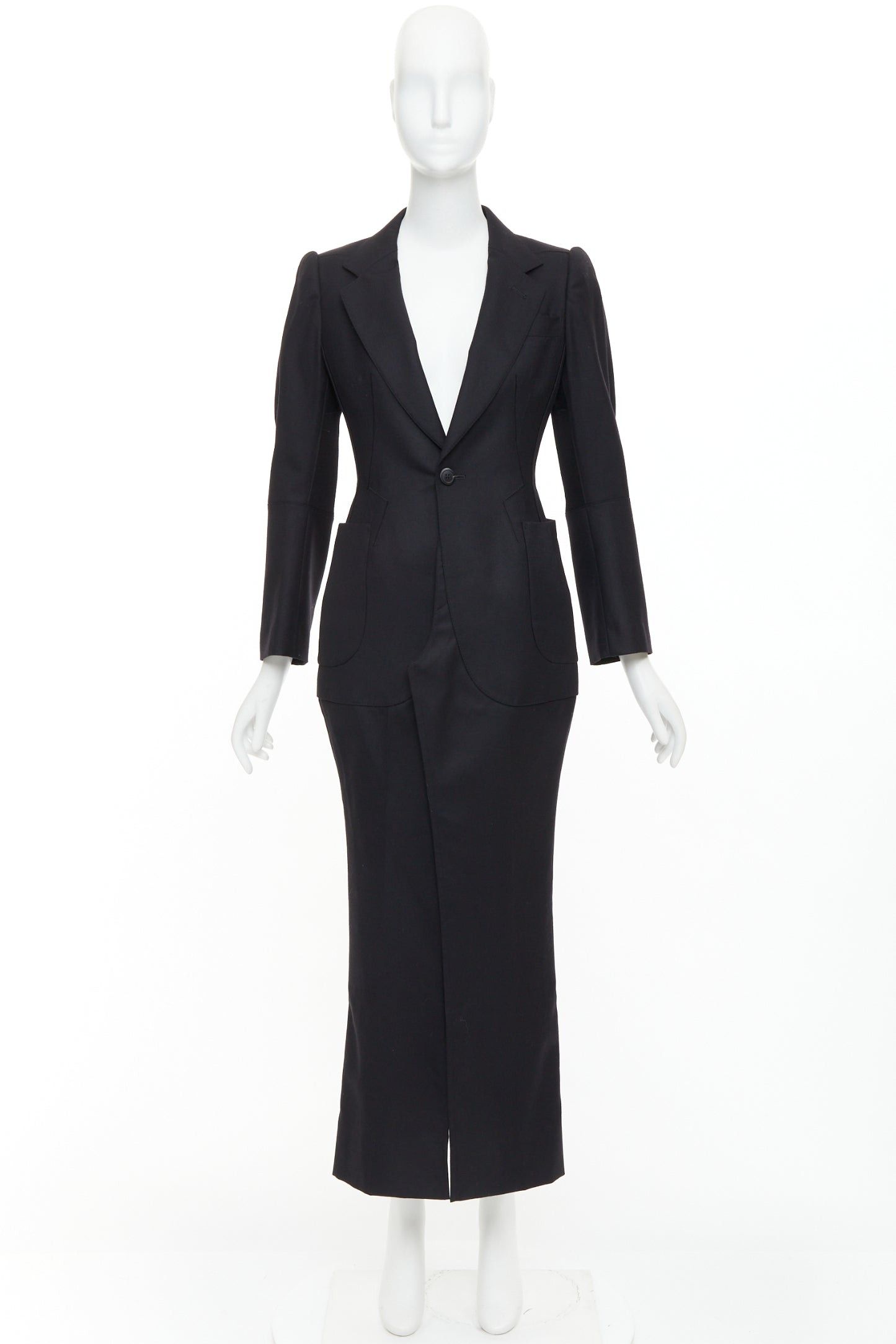 Junya Watanabe JUNYA WATANABE 2012 Runway black wool deconstruced panelled long fitted coat S Size S / US 4 / IT 40 - 10 Thumbnail