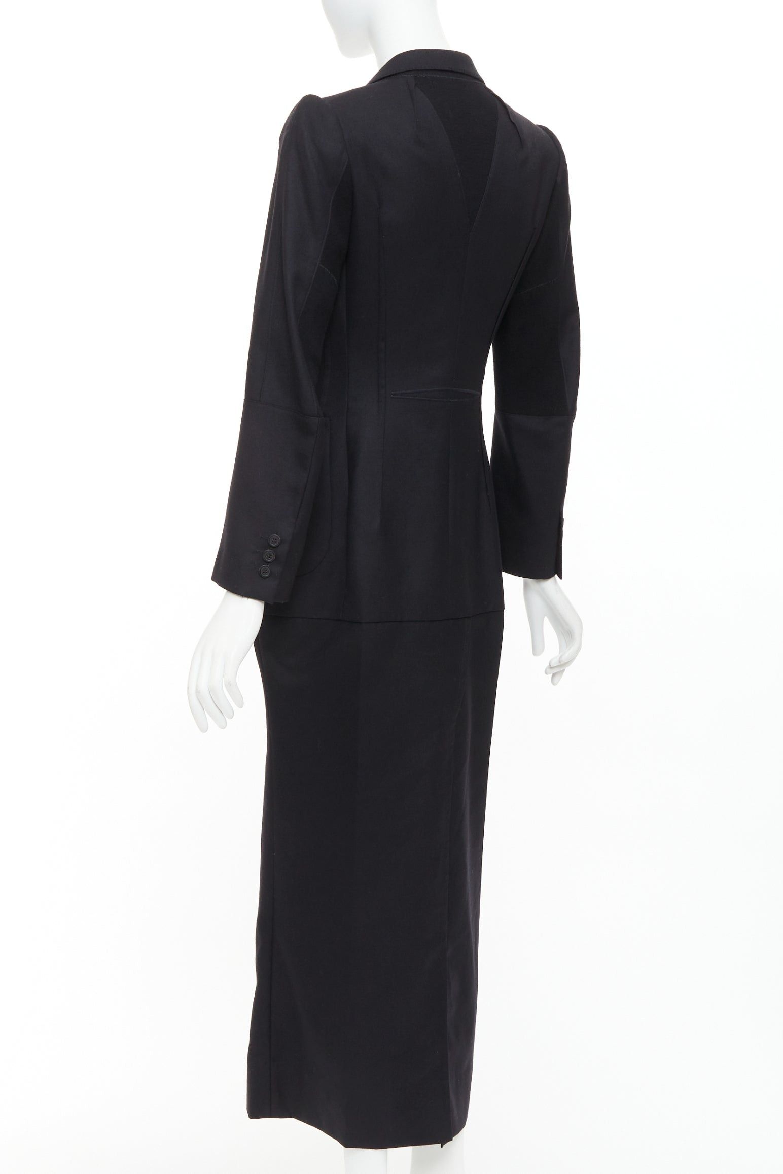 Junya Watanabe JUNYA WATANABE 2012 Runway black wool deconstruced panelled long fitted coat S Size S / US 4 / IT 40 - 7 Thumbnail
