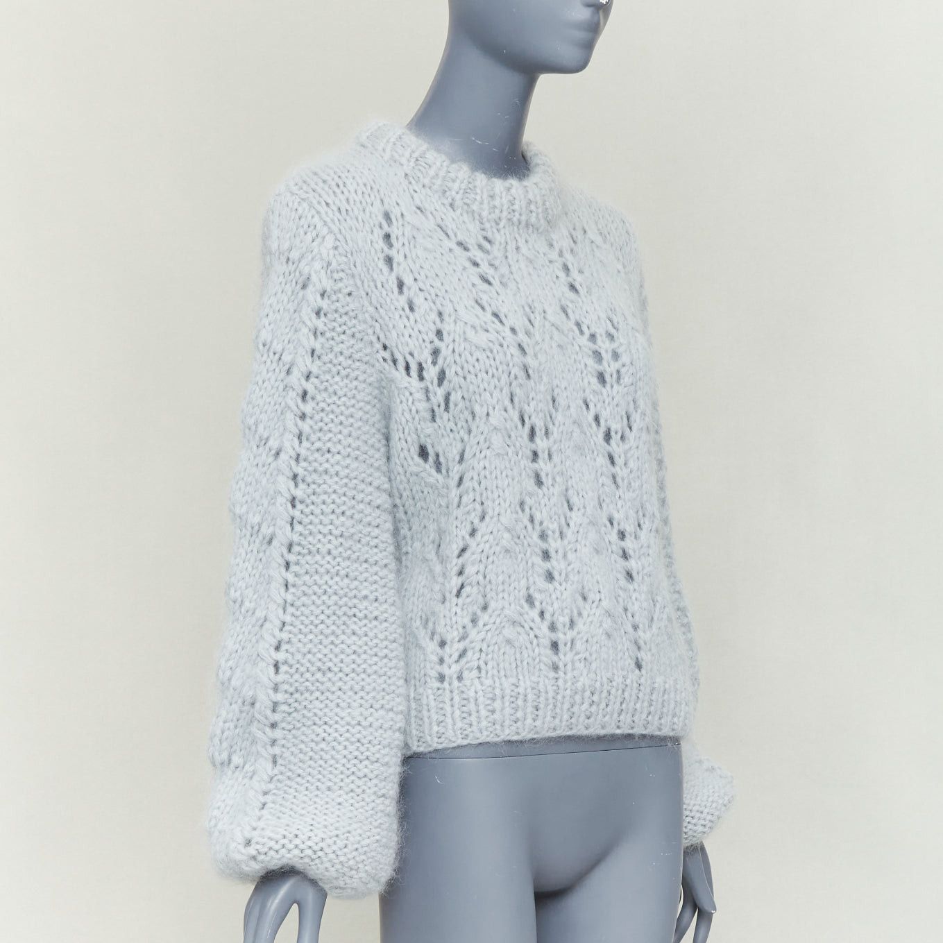 Ganni GANNI misty blue mohair wool climate compensated chunky sweater M Size M / US 6-8 / IT 42-44 - 3 Thumbnail