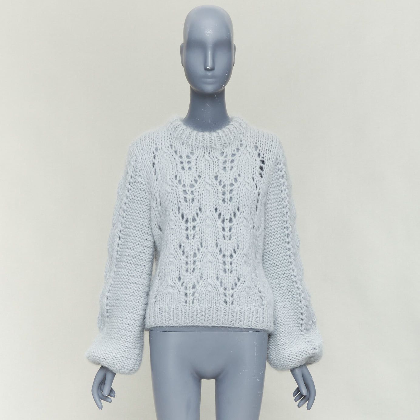 Ganni GANNI misty blue mohair wool climate compensated chunky sweater M Size M / US 6-8 / IT 42-44 - 9 Thumbnail