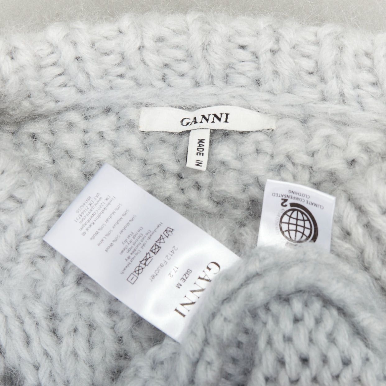 Ganni GANNI misty blue mohair wool climate compensated chunky sweater M Size M / US 6-8 / IT 42-44 - 8 Thumbnail