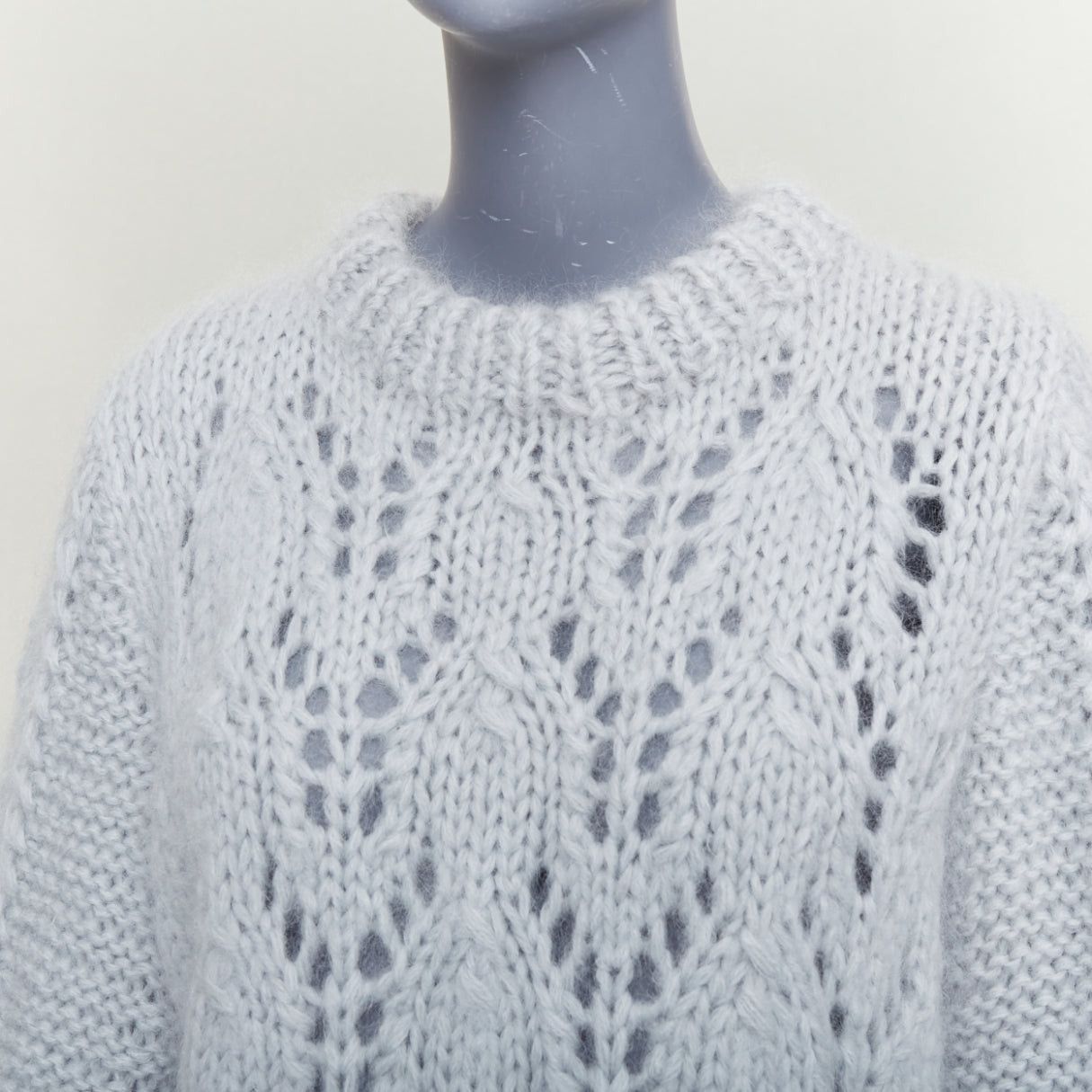 Ganni GANNI misty blue mohair wool climate compensated chunky sweater M Size M / US 6-8 / IT 42-44 - 2 Thumbnail