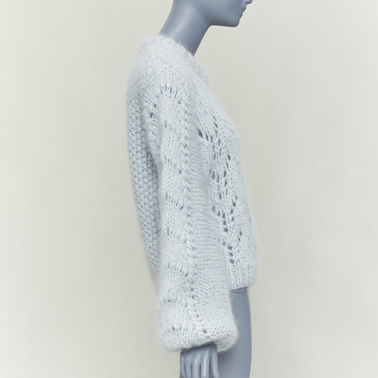 Ganni GANNI misty blue mohair wool climate compensated chunky sweater M Size M / US 6-8 / IT 42-44 - 4 Thumbnail