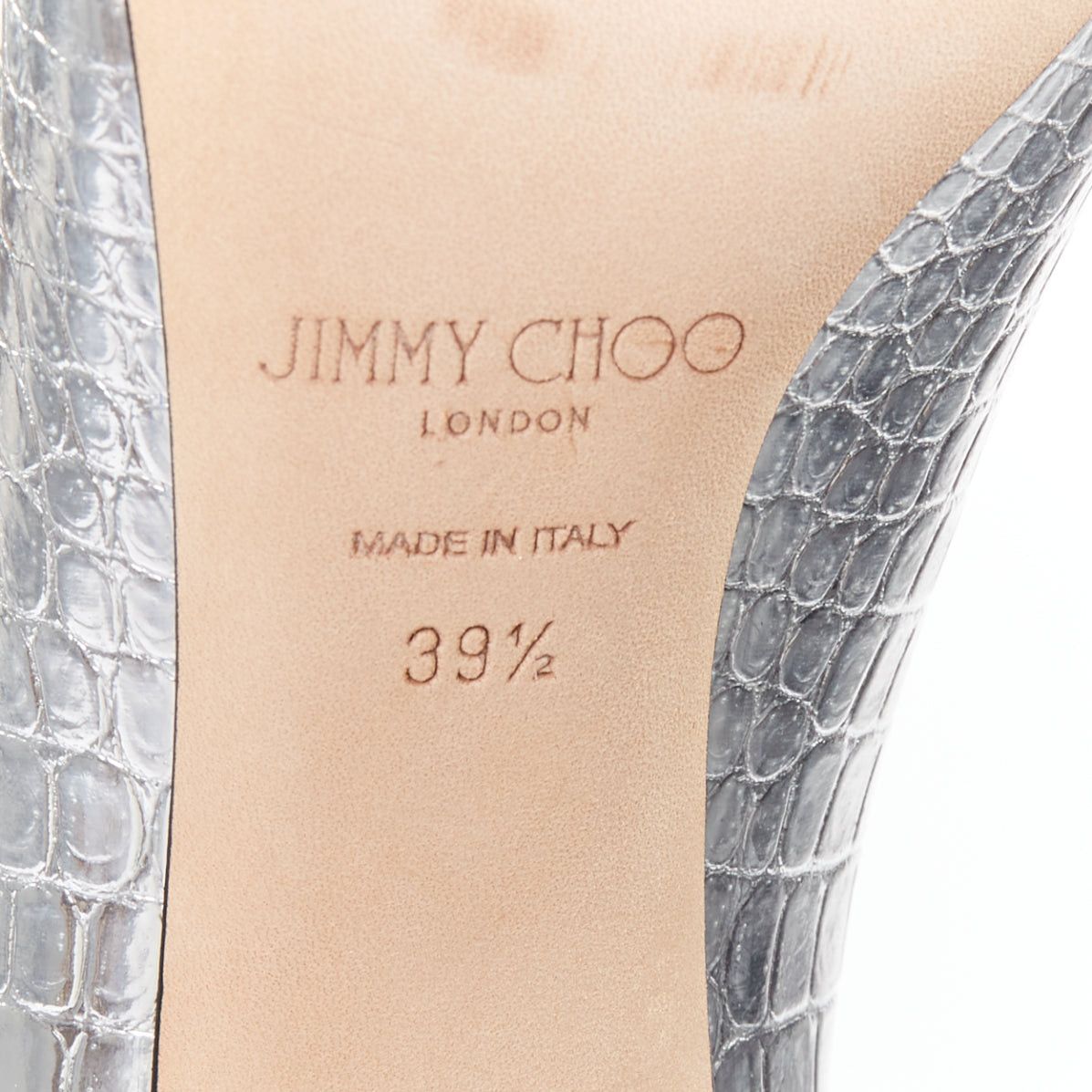 Jimmy Choo JIMMY CHOO Love mirrored silver croc embossed leather pointy pumps EU39.5 Size US 9.5 / IT 39.5 - 10 Thumbnail