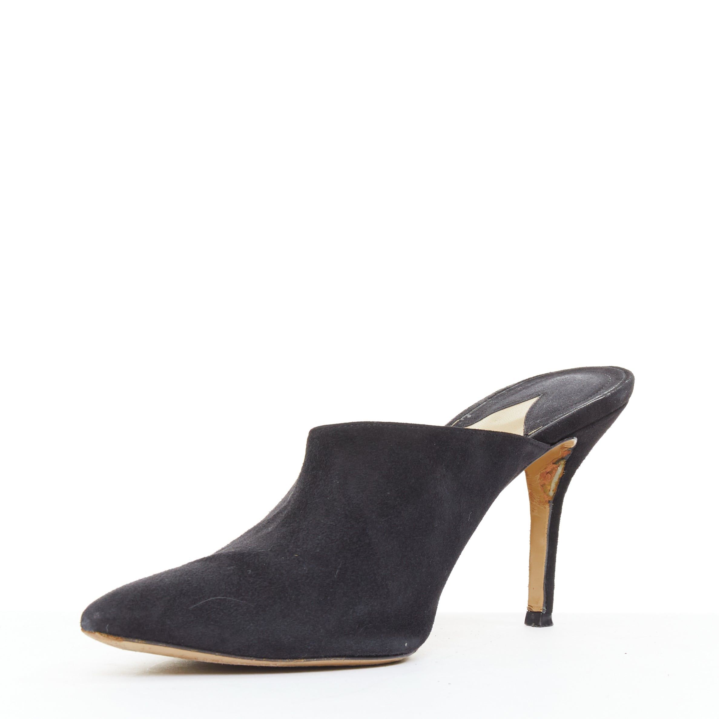 Paul Andrew PAUL ANDREW Certosa black suede pointy toe high heel mules EU39.5 Size US 9.5 / IT 39.5 - 4 Thumbnail