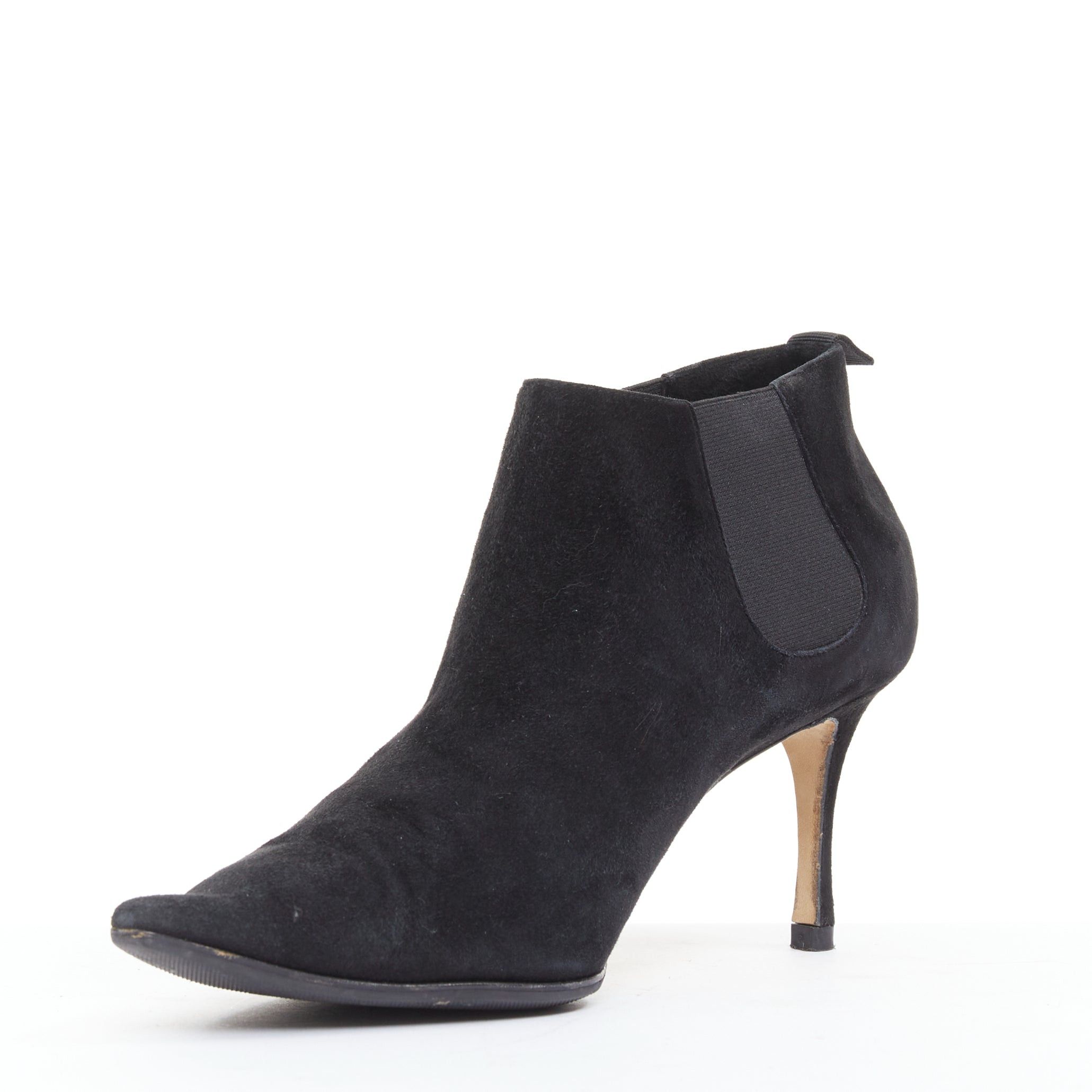 Manolo Blahnik MANOLO BLAHNIK Vintage black suede pointy toes mid heel booties EU39.5 Size US 9.5 / IT 39.5 - 4 Thumbnail