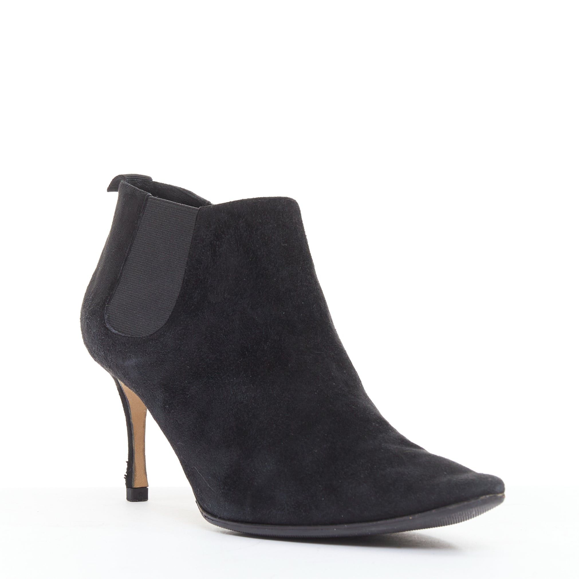 Manolo Blahnik MANOLO BLAHNIK Vintage black suede pointy toes mid heel booties EU39.5 Size US 9.5 / IT 39.5 - 2 Thumbnail
