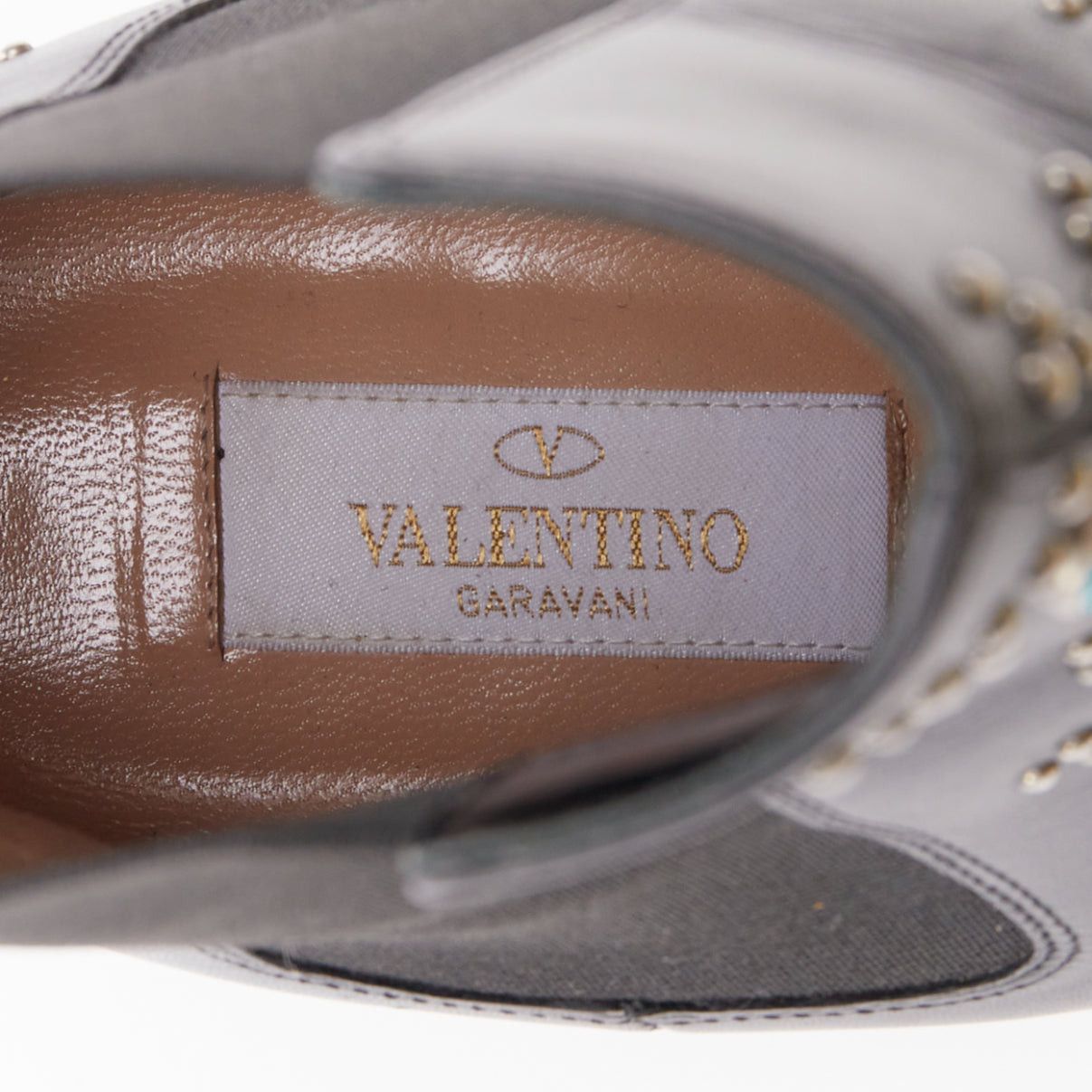 Valentino VALENTINO black leather turquoise blue stone star studded ankle boots EU40 Size US 10 / IT 40 - 9 Thumbnail
