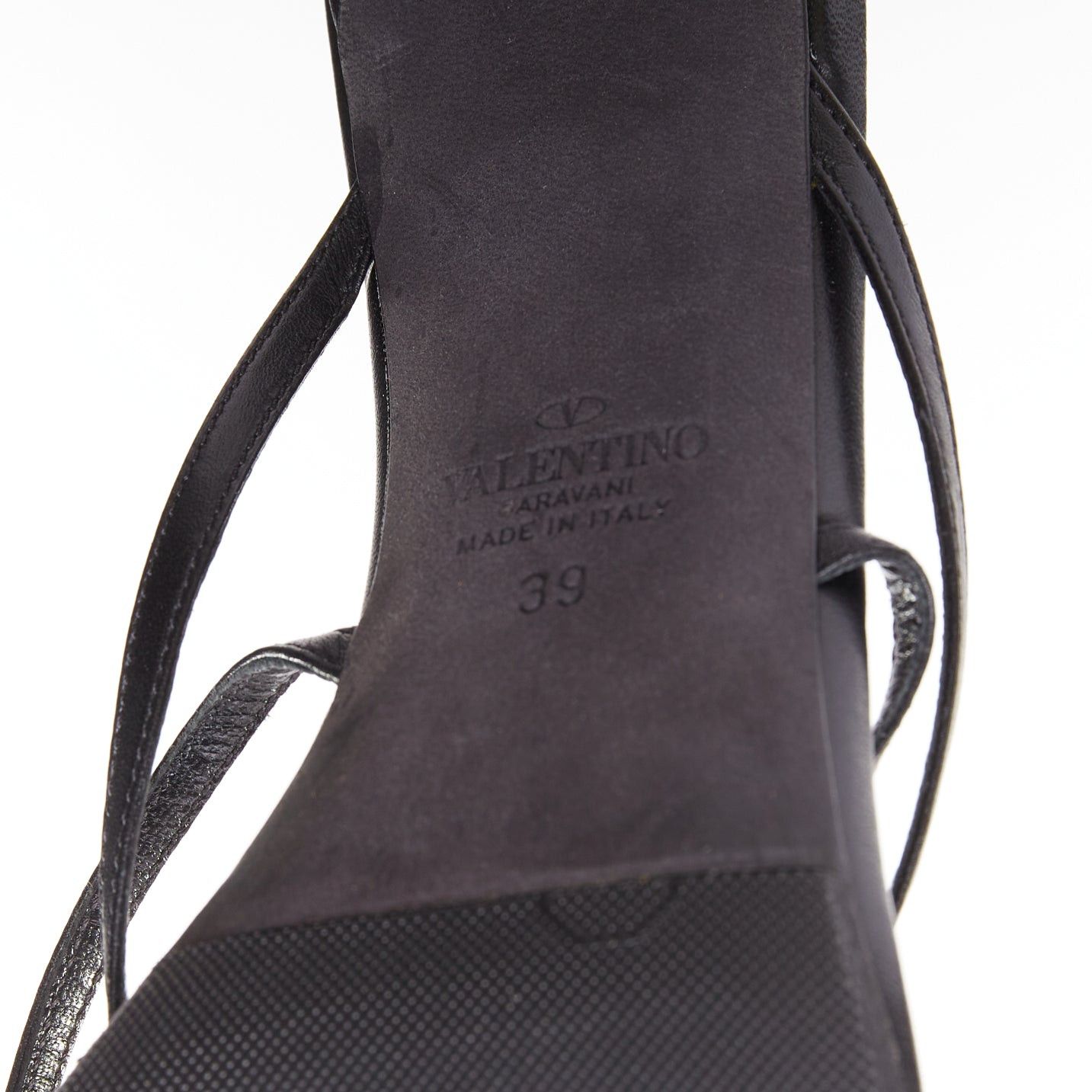 Valentino VALENTINO Rockstud black leather gold simple studs strappy sandals EU39 Size US 9 / IT 39 - 10 Thumbnail