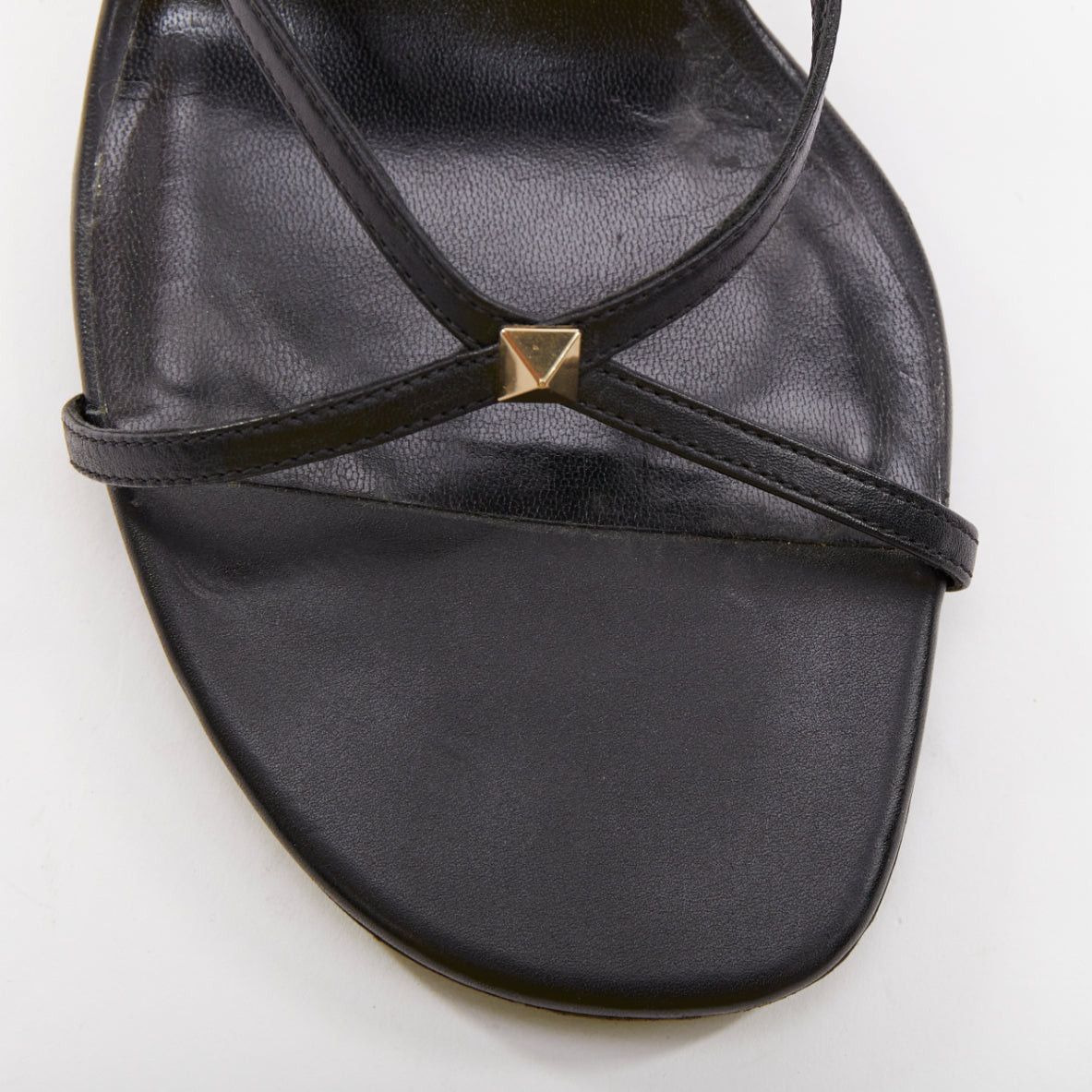 Valentino VALENTINO Rockstud black leather gold simple studs strappy sandals EU39 Size US 9 / IT 39 - 6 Thumbnail