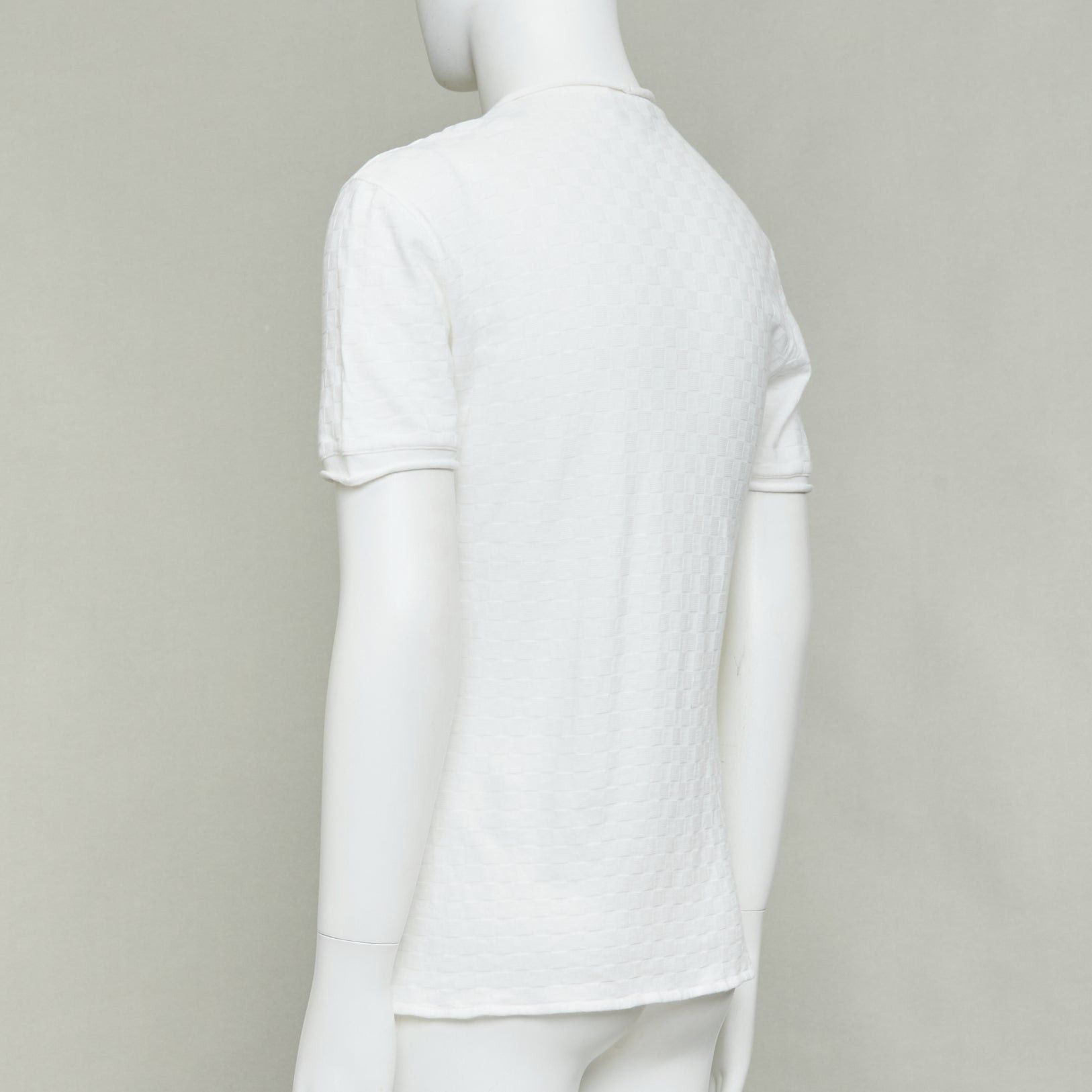 Giorgio Armani GIORGIO ARMANI white rolled hem checkered knit pullover top IT52 XL Size US XL / EU 56 / 4 - 6 Thumbnail