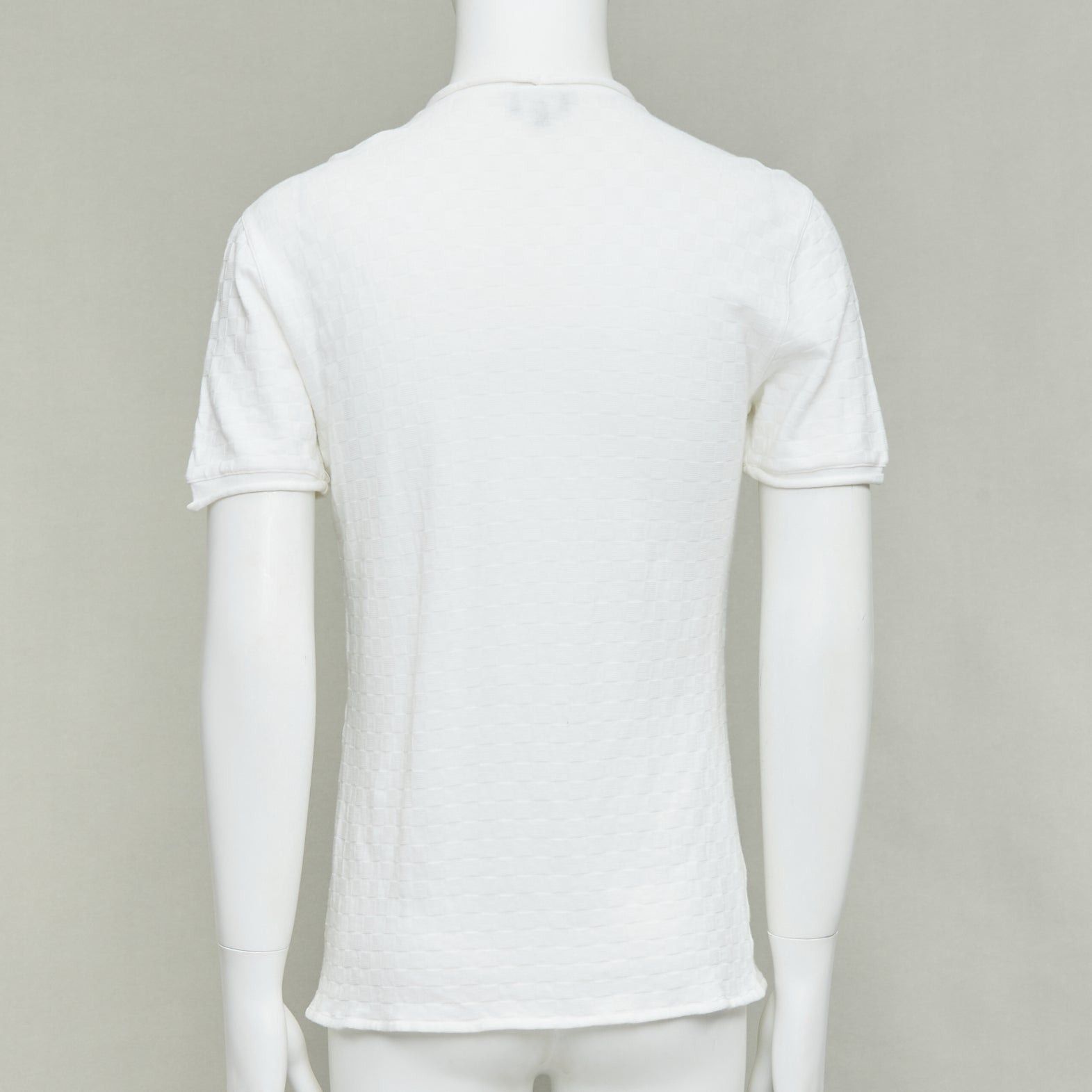 Giorgio Armani GIORGIO ARMANI white rolled hem checkered knit pullover top IT52 XL Size US XL / EU 56 / 4 - 5 Thumbnail