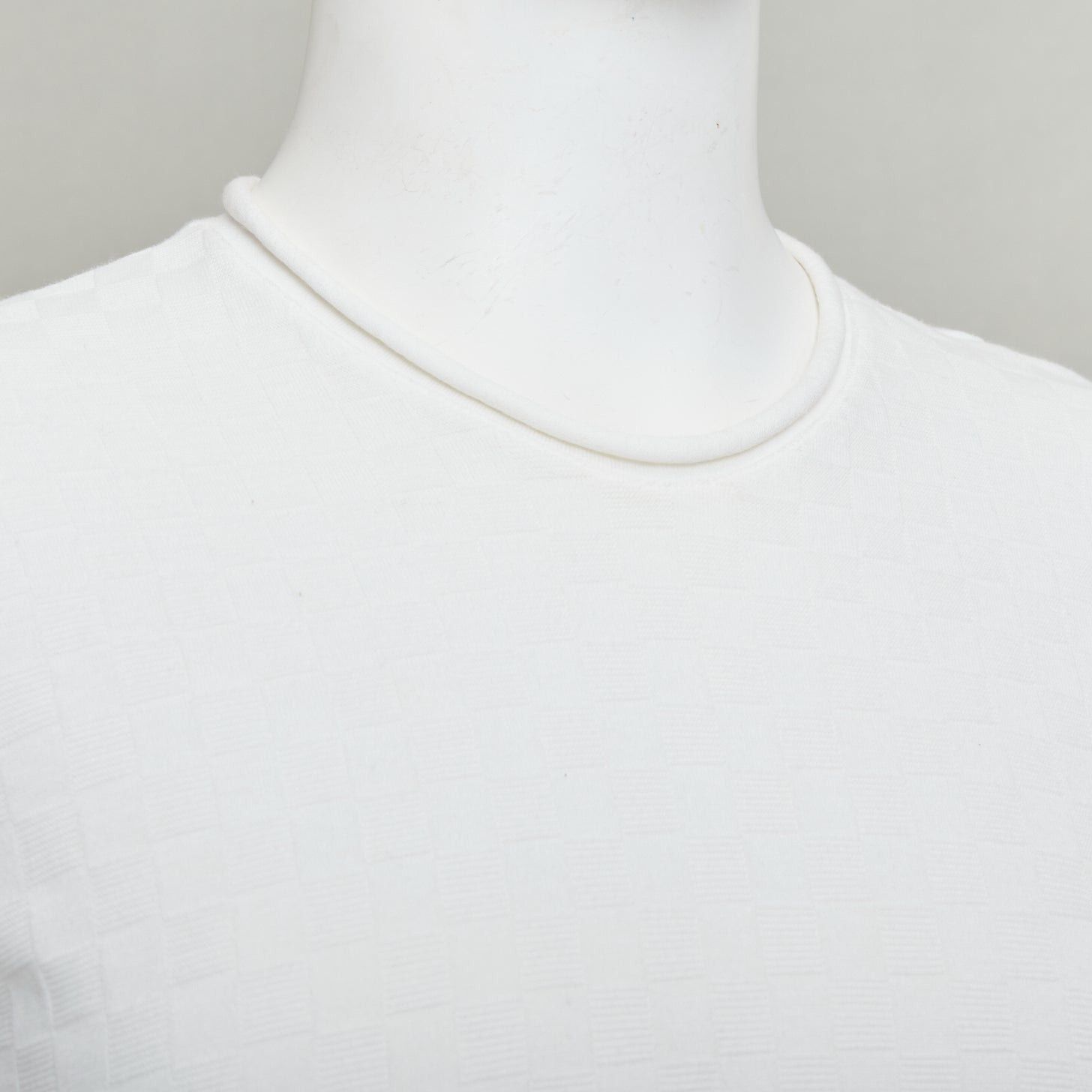 Giorgio Armani GIORGIO ARMANI white rolled hem checkered knit pullover top IT52 XL Size US XL / EU 56 / 4 - 2 Thumbnail