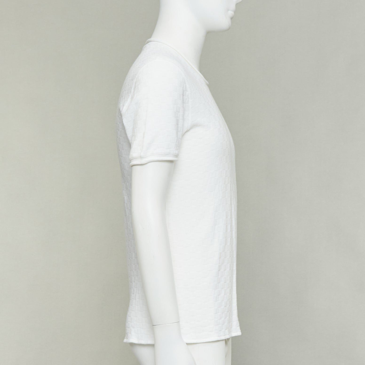 Giorgio Armani GIORGIO ARMANI white rolled hem checkered knit pullover top IT52 XL Size US XL / EU 56 / 4 - 4 Thumbnail