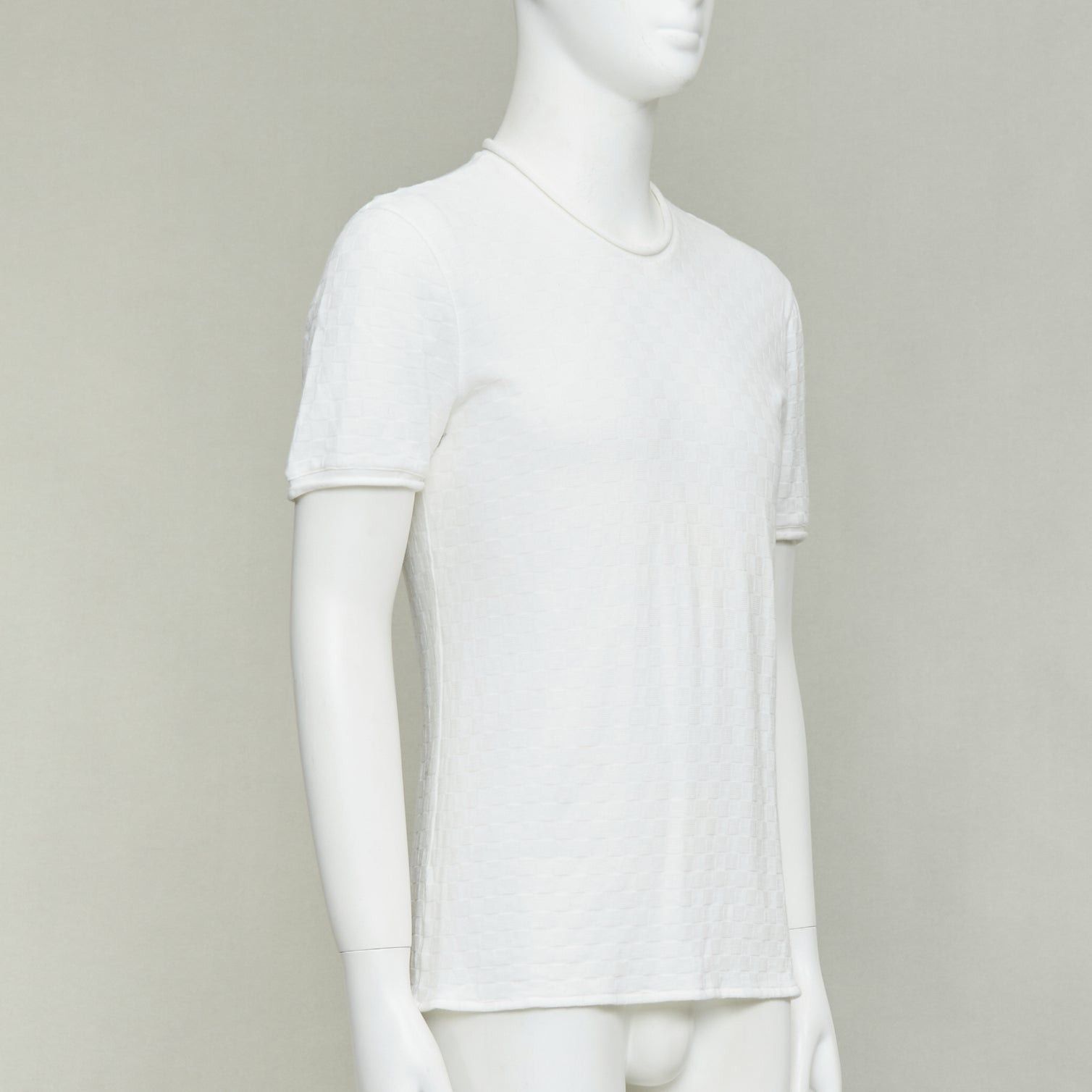 Giorgio Armani GIORGIO ARMANI white rolled hem checkered knit pullover top IT52 XL Size US XL / EU 56 / 4 - 3 Thumbnail