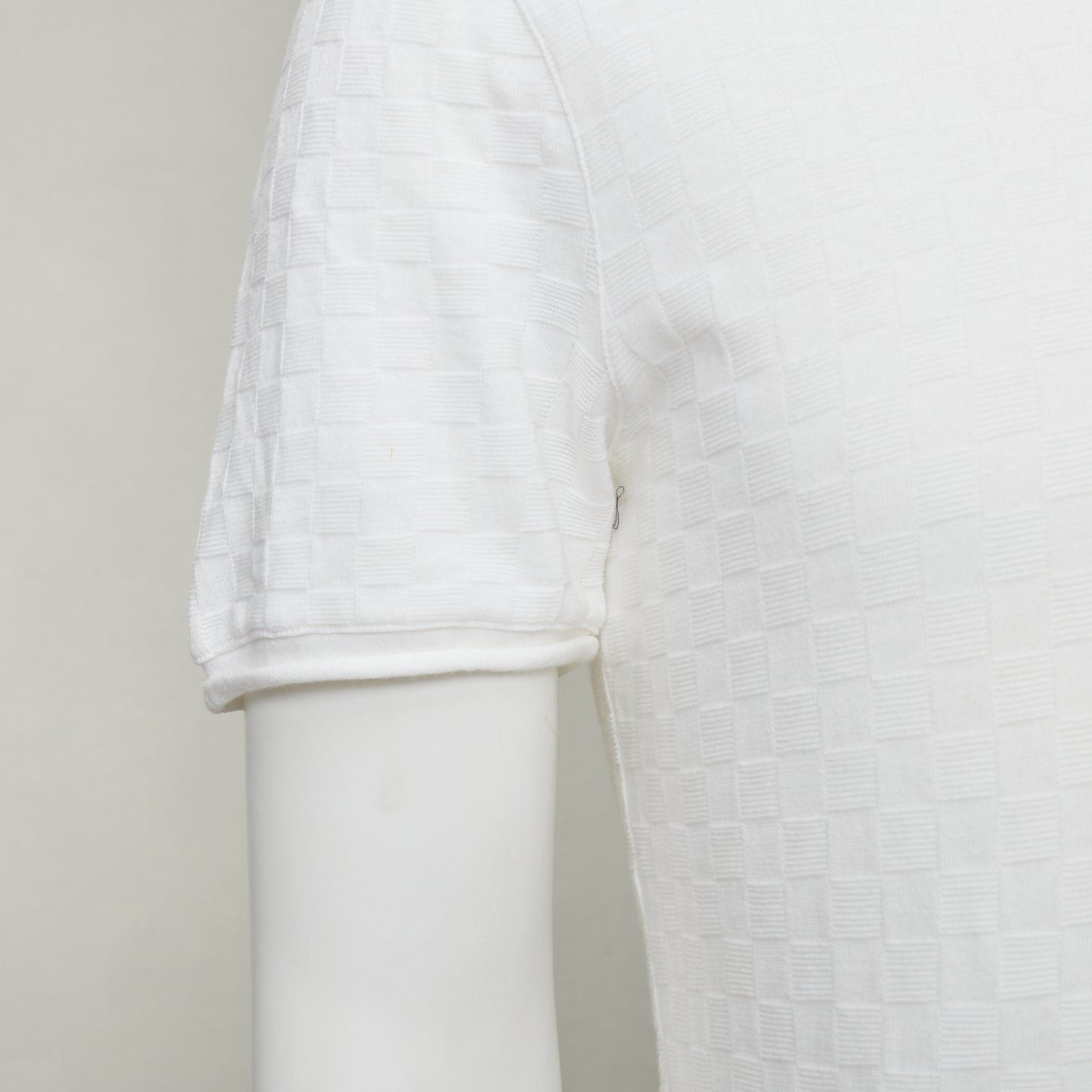 Giorgio Armani GIORGIO ARMANI white rolled hem checkered knit pullover top IT52 XL Size US XL / EU 56 / 4 - 7 Thumbnail