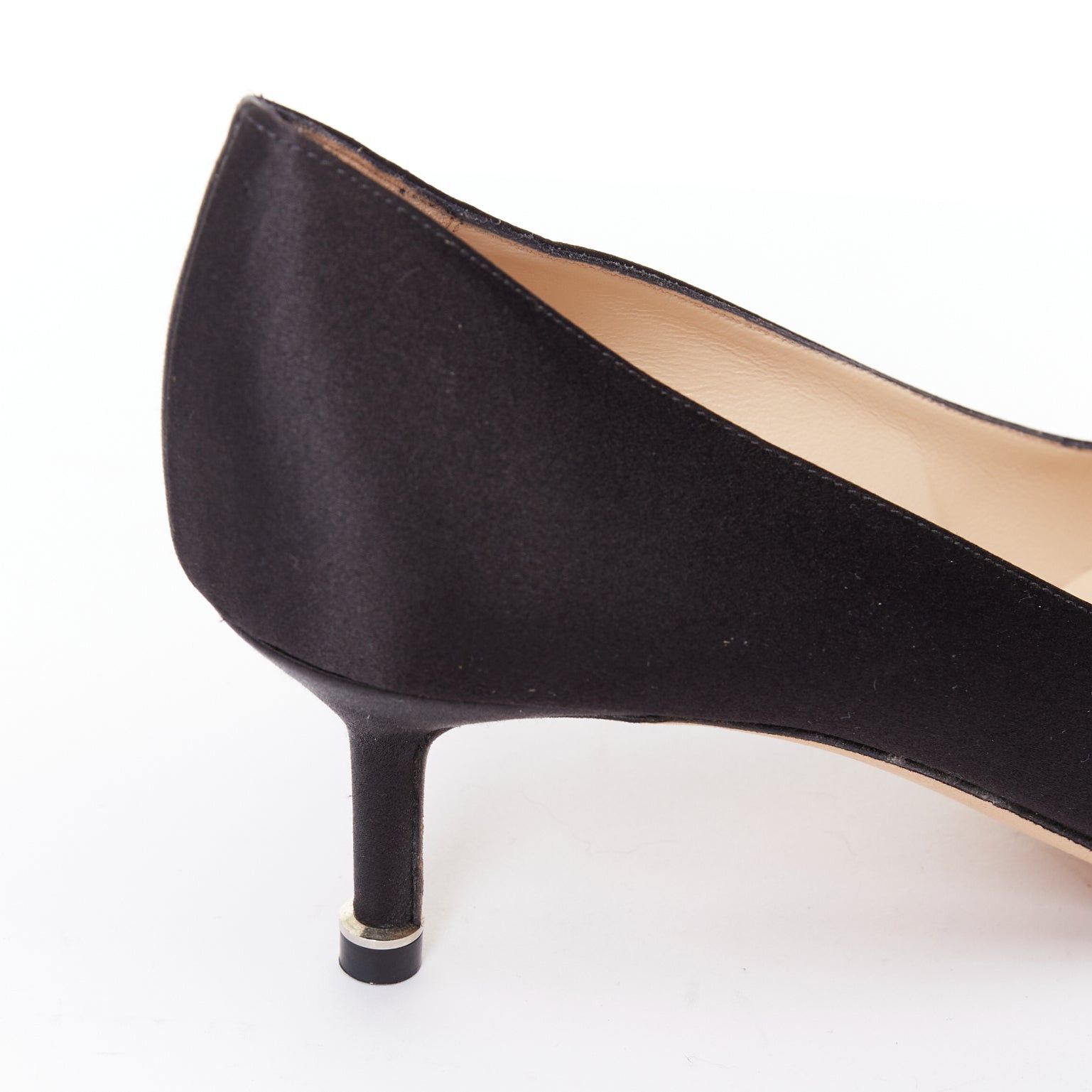 Manolo Blahnik MANOLO BLAHNIK Hangisi black satin crystal brooch buckle heeled pumps EU38 Size US 8 / IT 38 - 8 Thumbnail