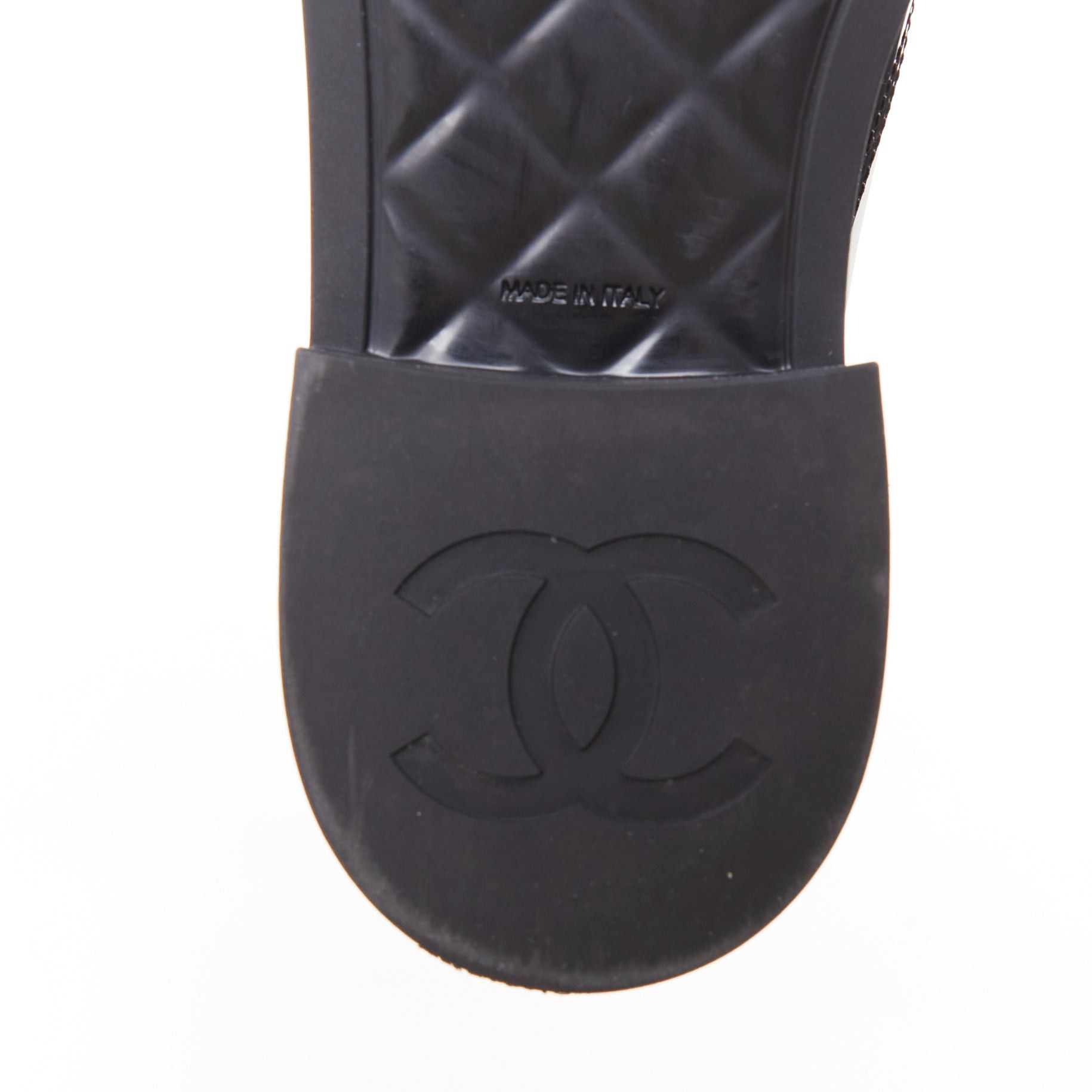 Chanel CHANEL 21B black white nylon patent leather trim CC brogue creepers EU38 Size US 8 / IT 38 - 10 Thumbnail