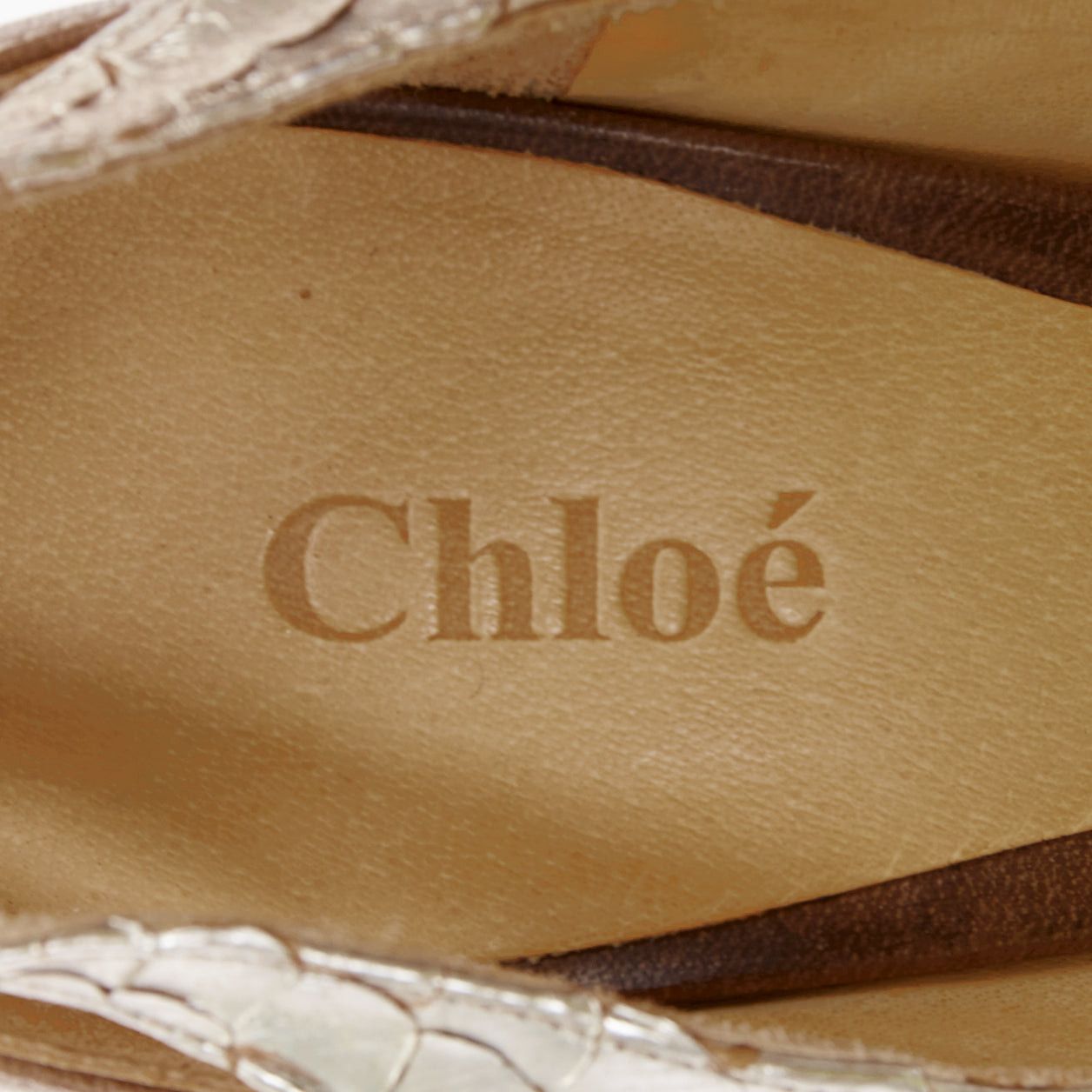 Chloe CHLOE Vintage silver metallic scaled leather brown trim pointy pumps EU37.5 Size US 7.5 / IT 37.5 - 9 Thumbnail