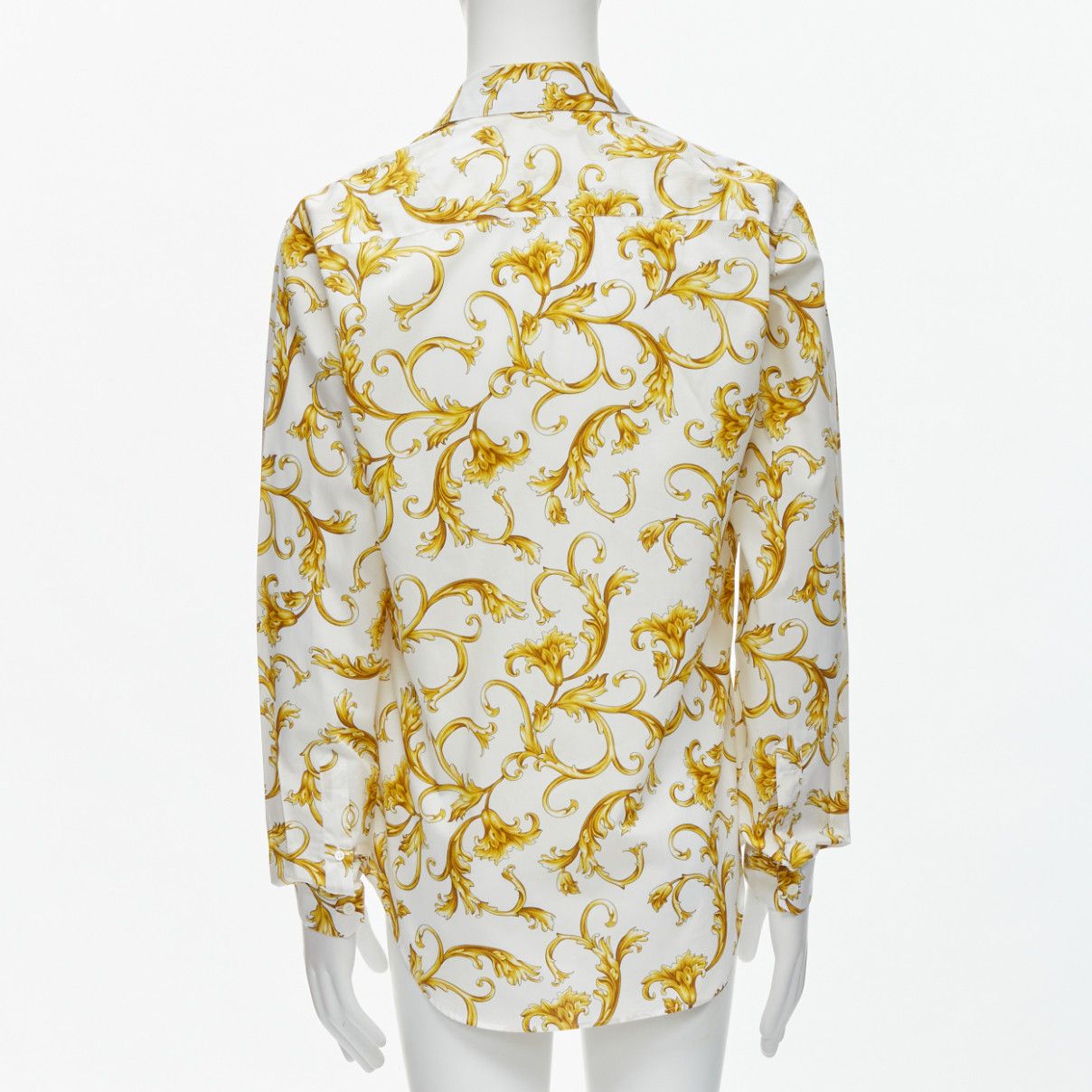 Versace VERSACE Barocco Rococo white gold floral leaf print cotton shirt EU40 M Size US L / EU 52-54 / 3 - 5 Thumbnail