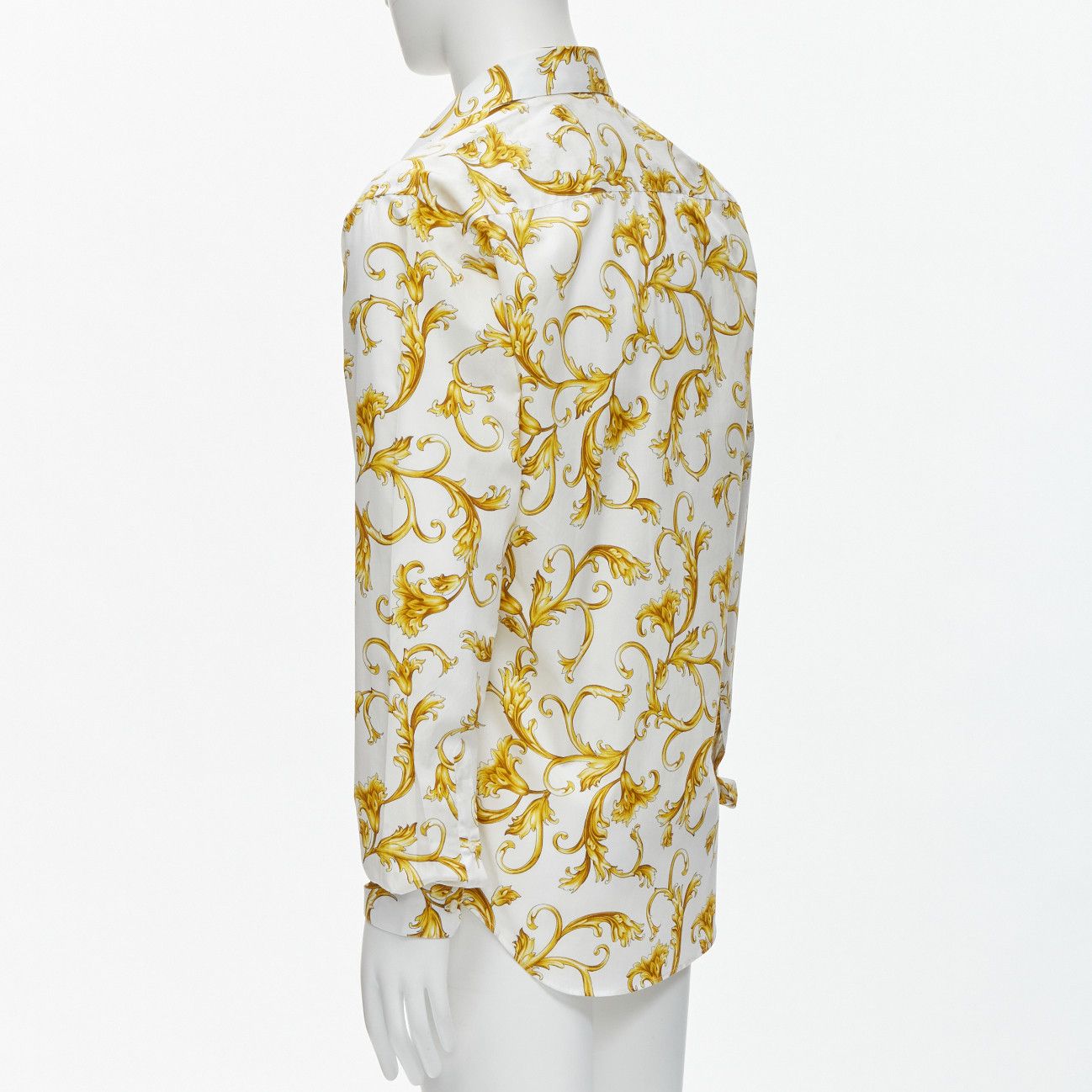 Versace VERSACE Barocco Rococo white gold floral leaf print cotton shirt EU40 M Size US L / EU 52-54 / 3 - 6 Thumbnail