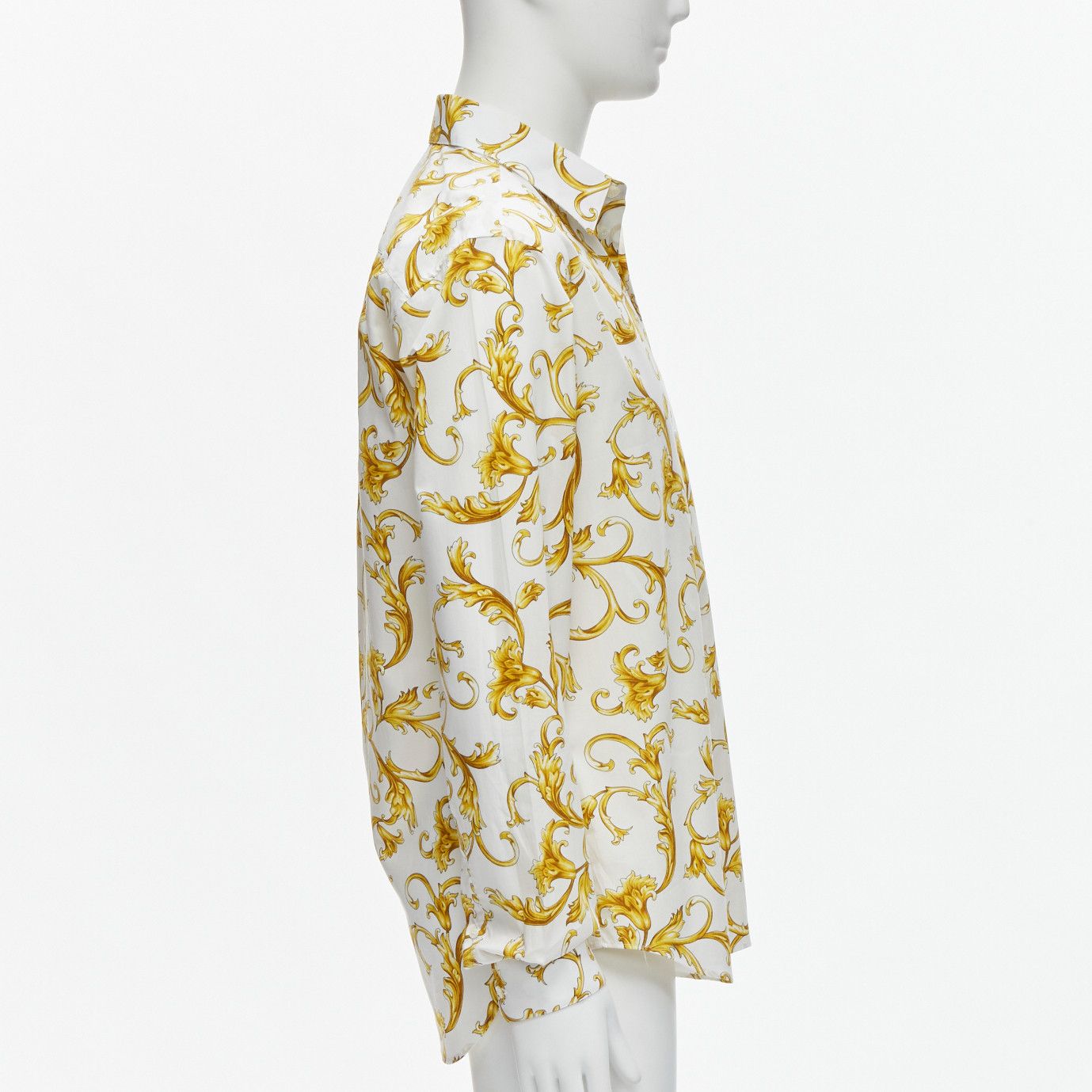 Versace VERSACE Barocco Rococo white gold floral leaf print cotton shirt EU40 M Size US L / EU 52-54 / 3 - 4 Thumbnail
