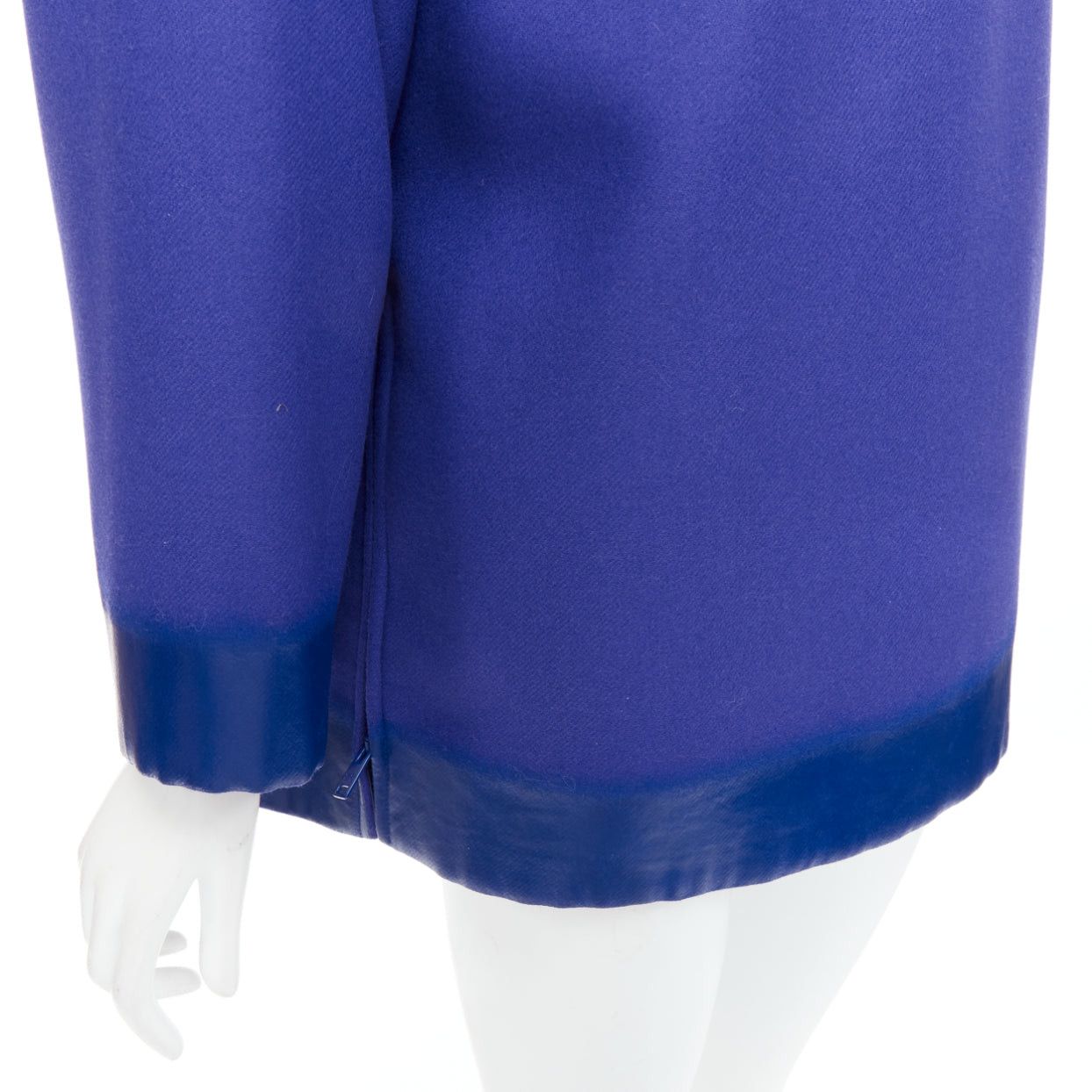 Prada PRADA 2018 Runway blue virgin wool lacqured hem popover hoodie IT42 M Size M / US 6-8 / IT 42-44 - 7 Thumbnail
