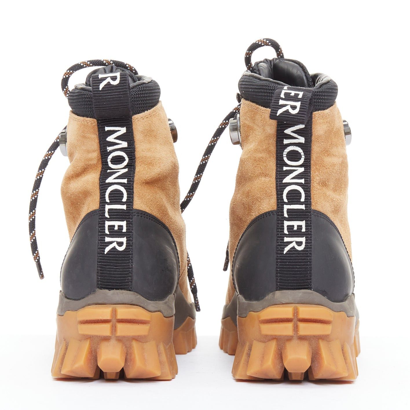 Moncler MONCLER Helis brown sided leather black hiking ankle boots EU37 Size US 7 / IT 37 - 5 Thumbnail