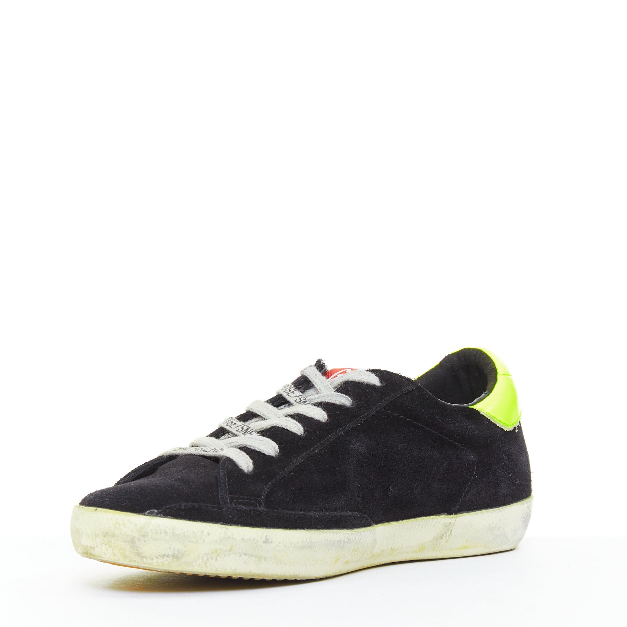 Golden Goose GOLDEN GOOSE GGDB SStar black neon green suede distressed sneakers EU37 Size US 7 / IT 37 - 4 Thumbnail