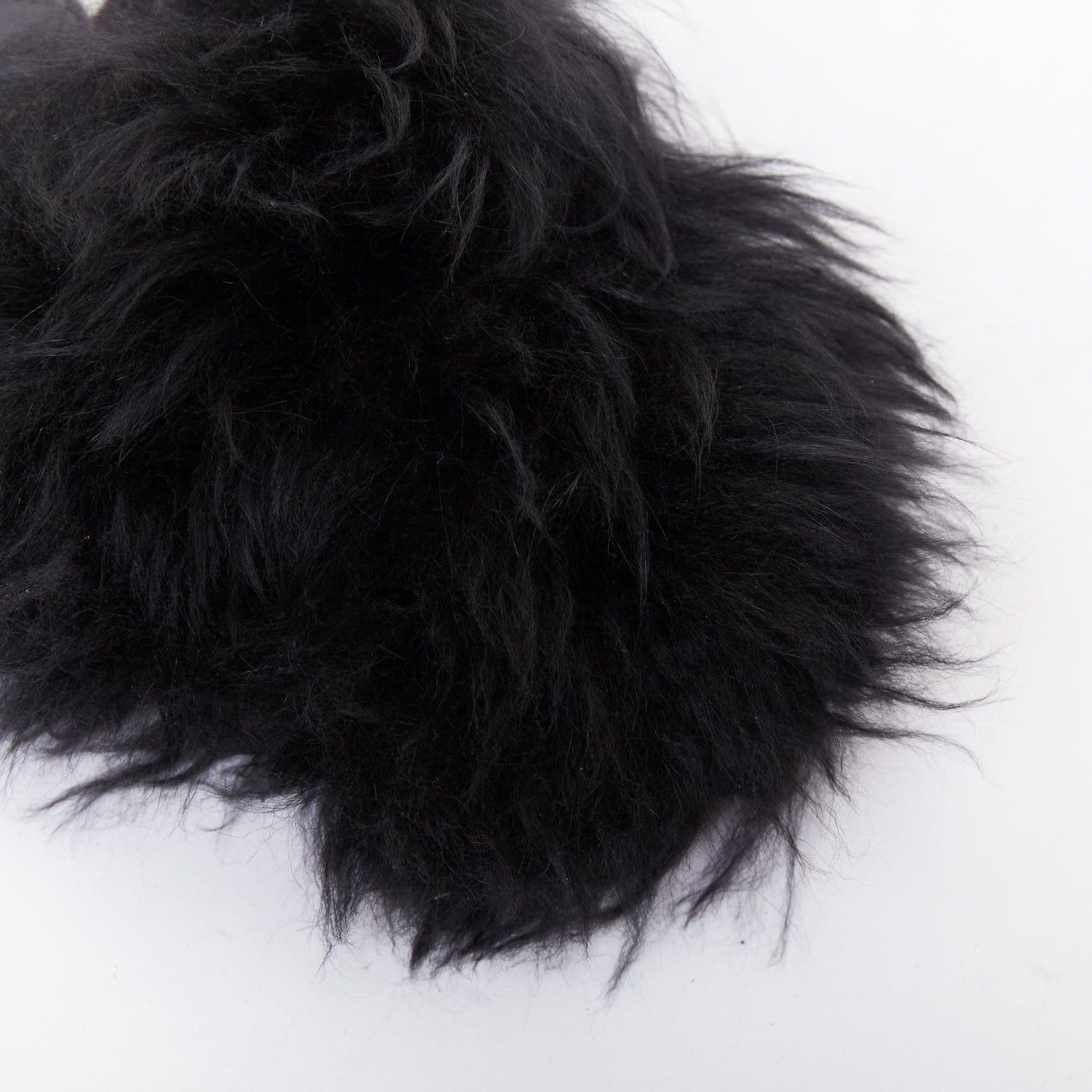 Chanel CHANEL black silver CC logo mongolian lamb fur fluffy slippers EU37.5 Size US 7.5 / IT 37.5 - 6 Thumbnail